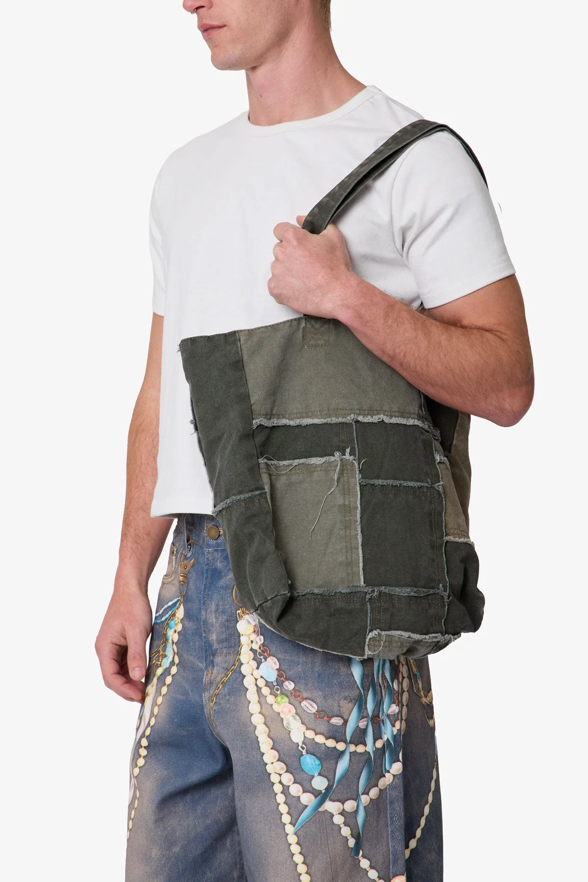 Reconstructed Canvas Tote Bag - Olive - Image 4