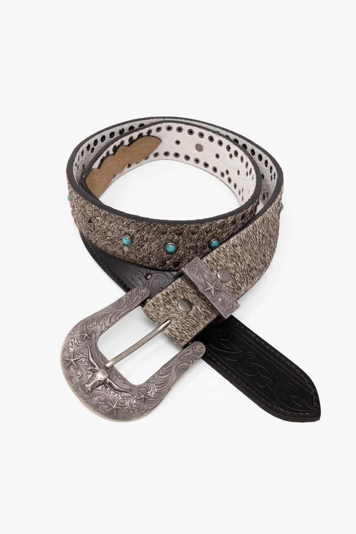 Turquoise Studded Belt - Black - Image 3