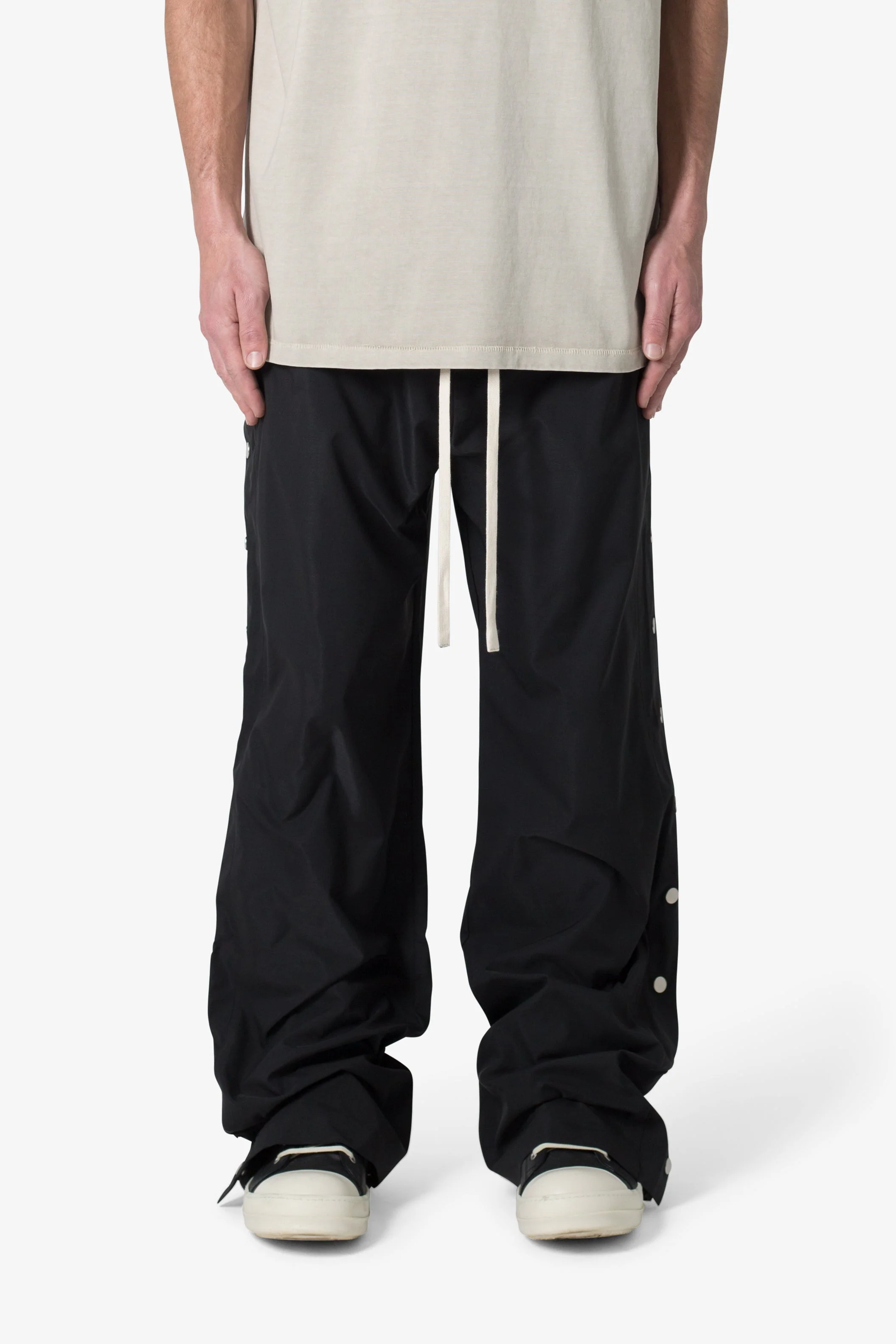 Side Snap Nylon Pants - Black - Image 3