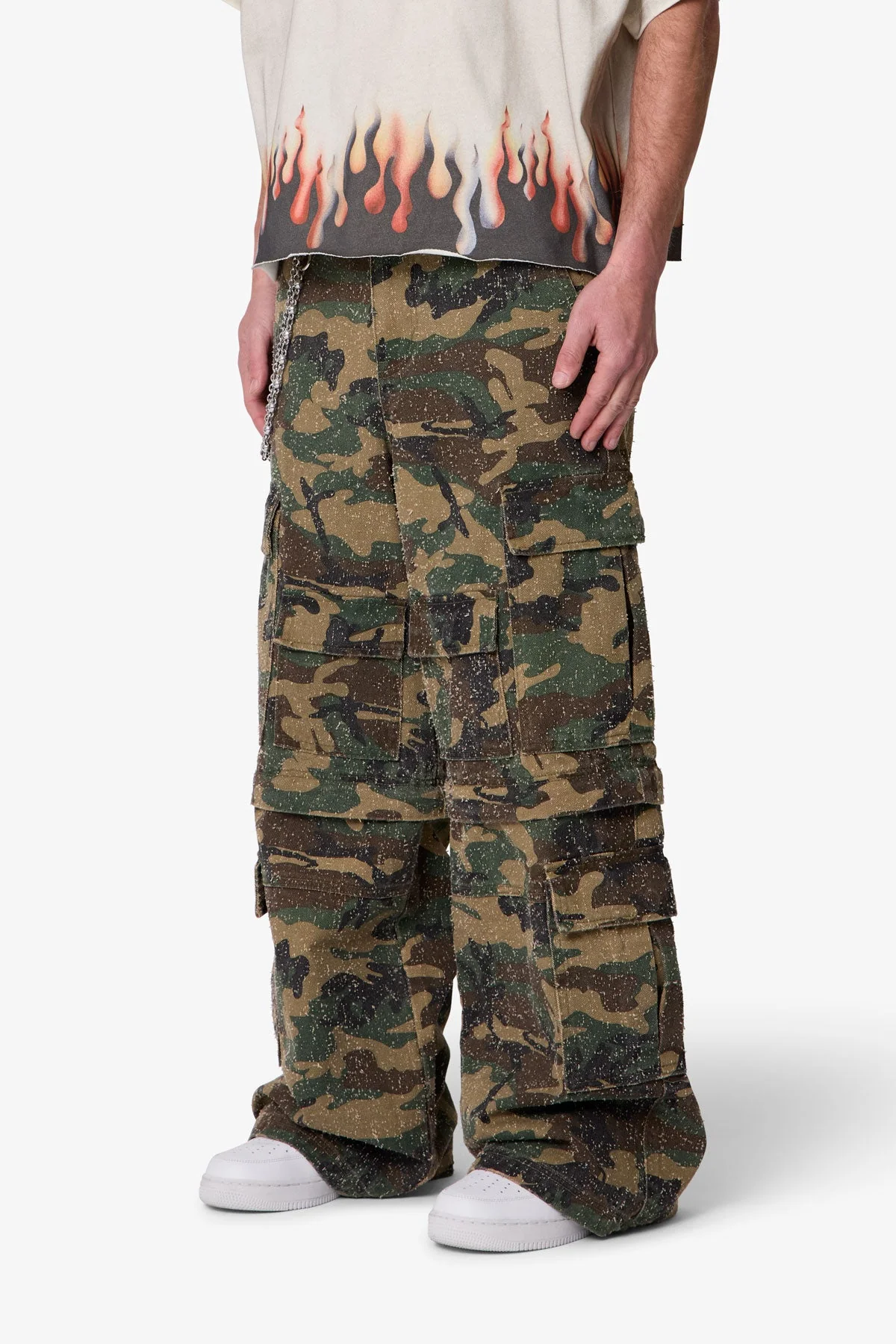 Distressed Rave Cargo Pants - Camo - Image 3