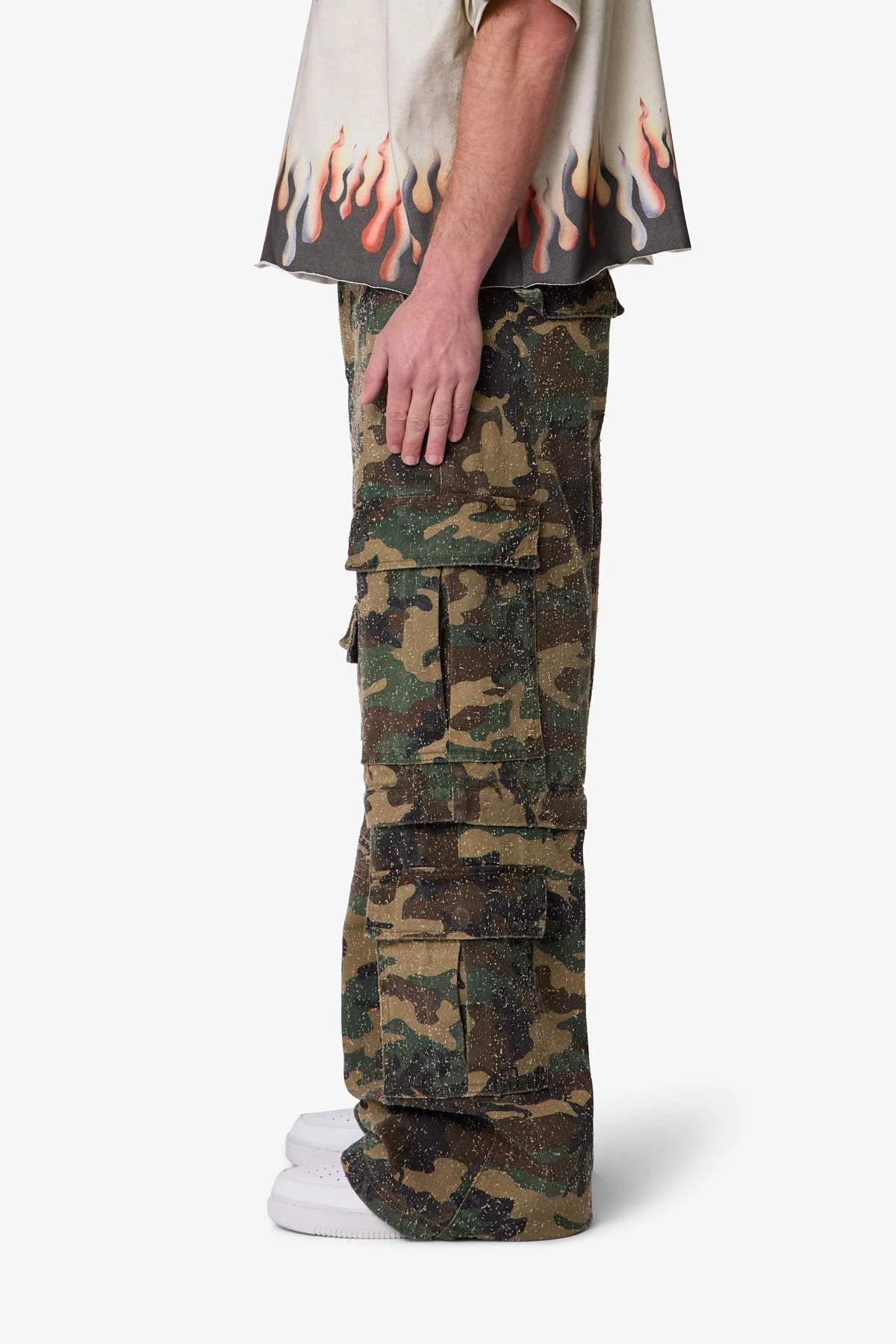 Distressed Rave Cargo Pants - Camo - Image 4