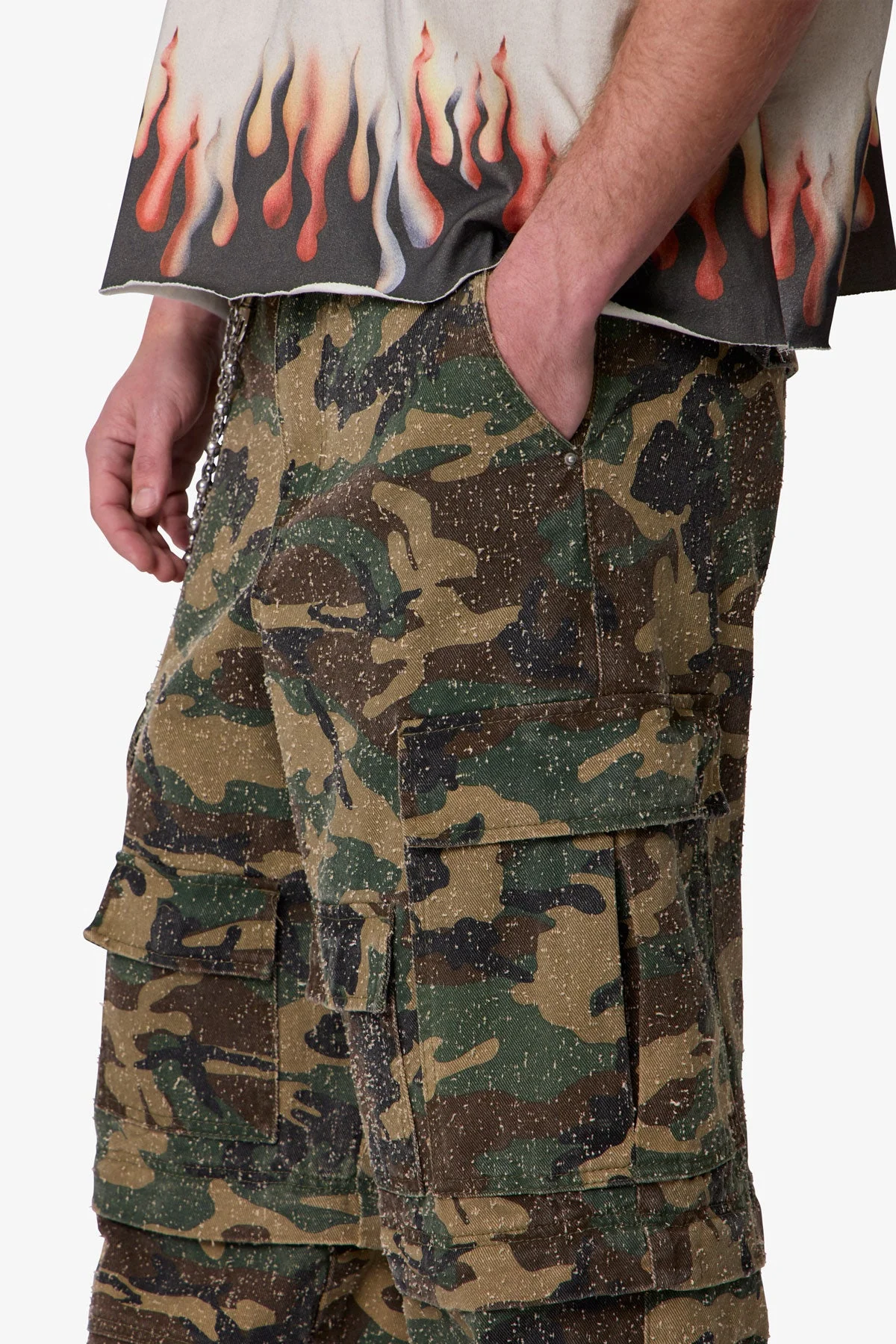 Distressed Rave Cargo Pants - Camo - Image 7