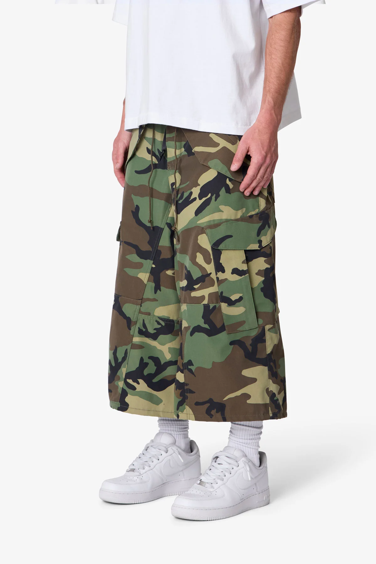 Extra Long Nylon Cargo Shorts - Camo - Image 10