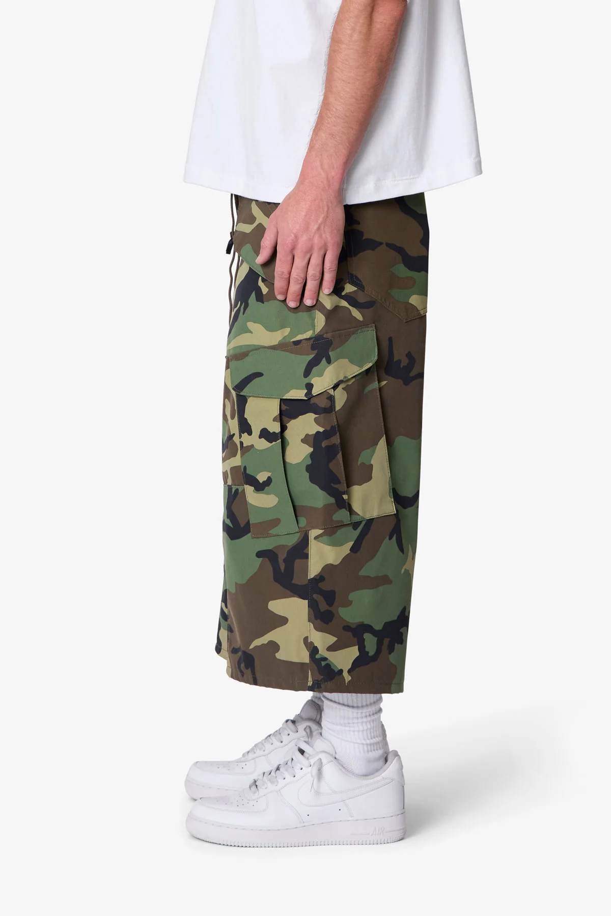 Extra Long Nylon Cargo Shorts - Camo - Image 11