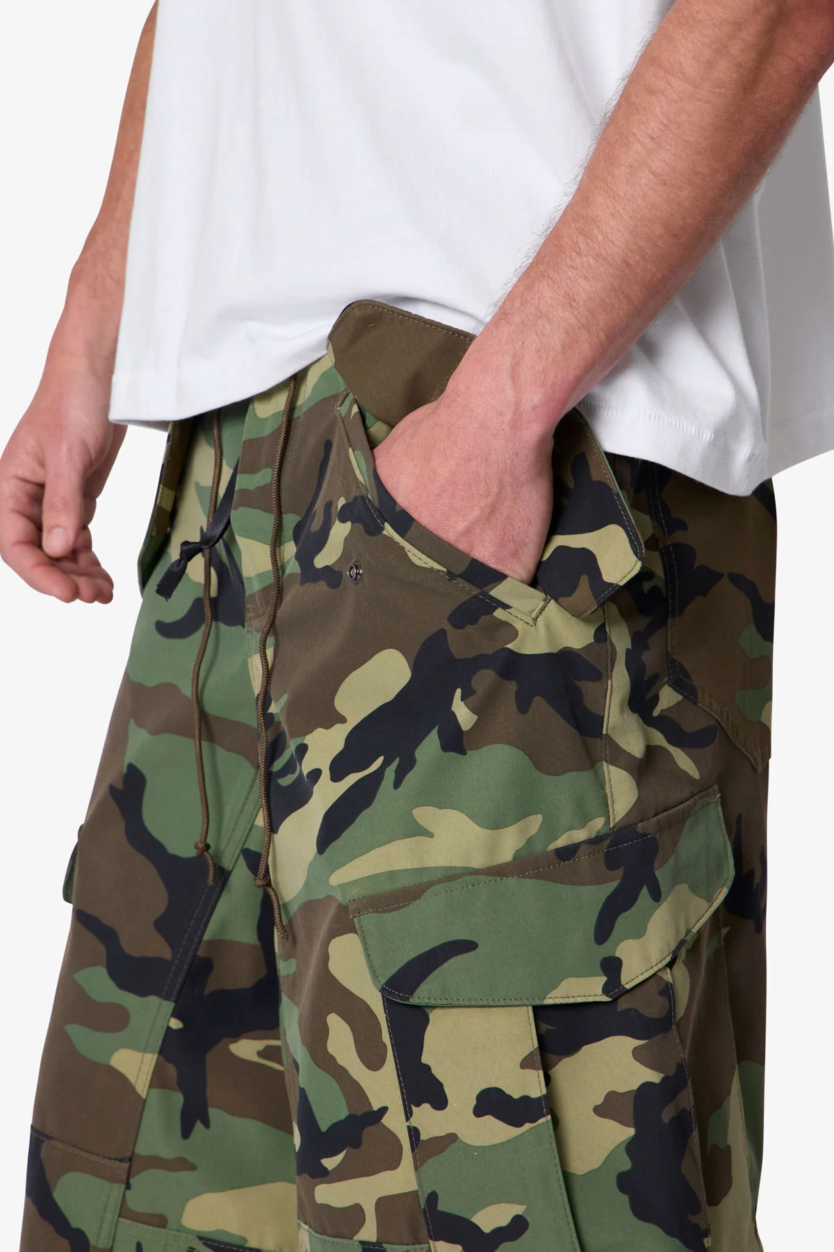 Extra Long Nylon Cargo Shorts - Camo - Image 13