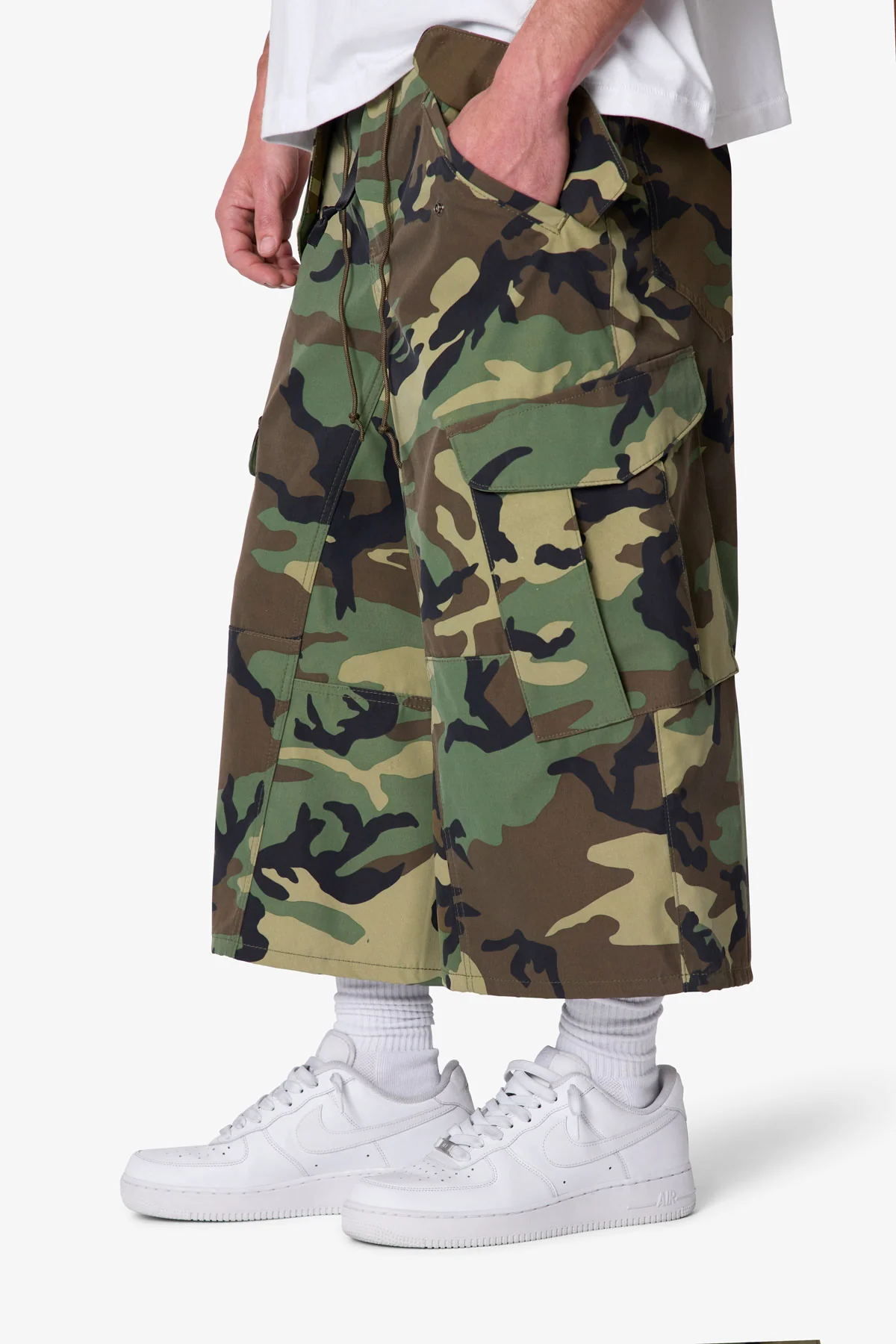Extra Long Nylon Cargo Shorts - Camo - Image 6