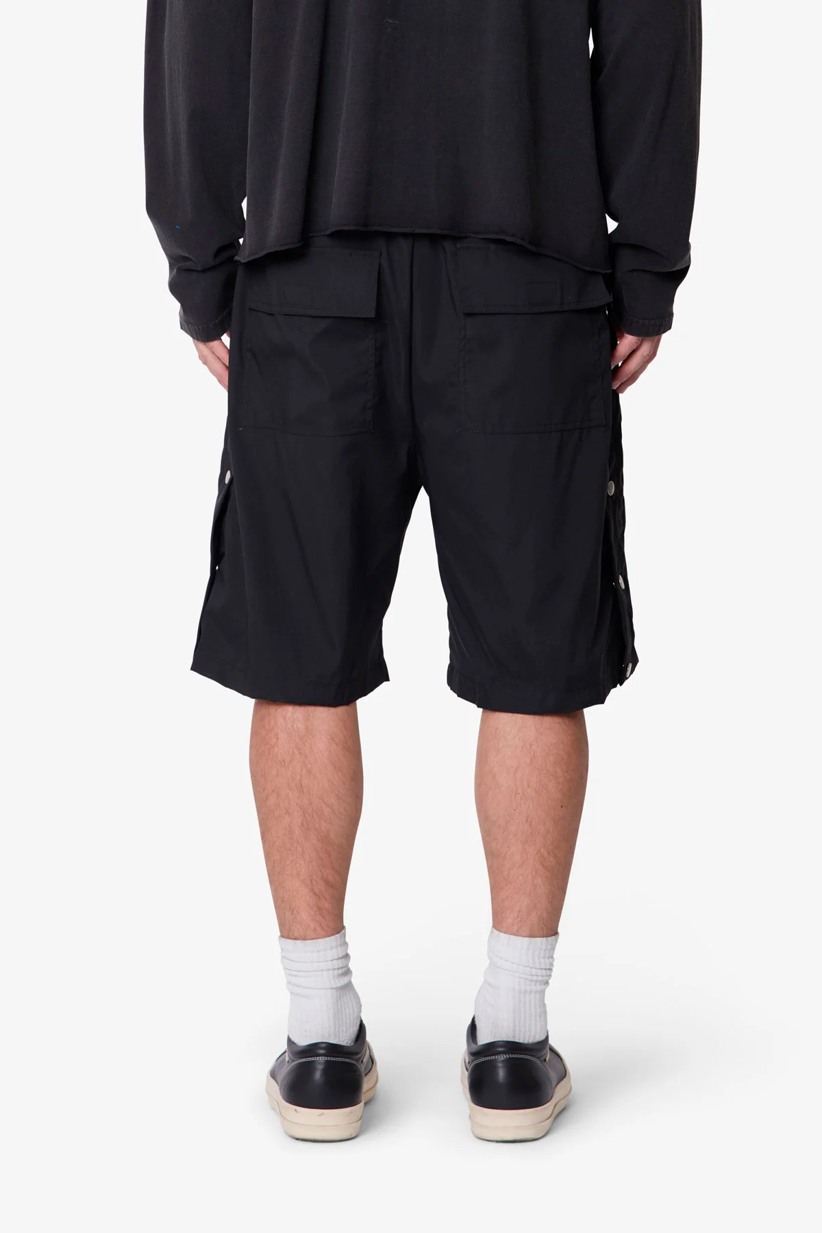 Side Snap Nylon Shorts - Black - Image 5
