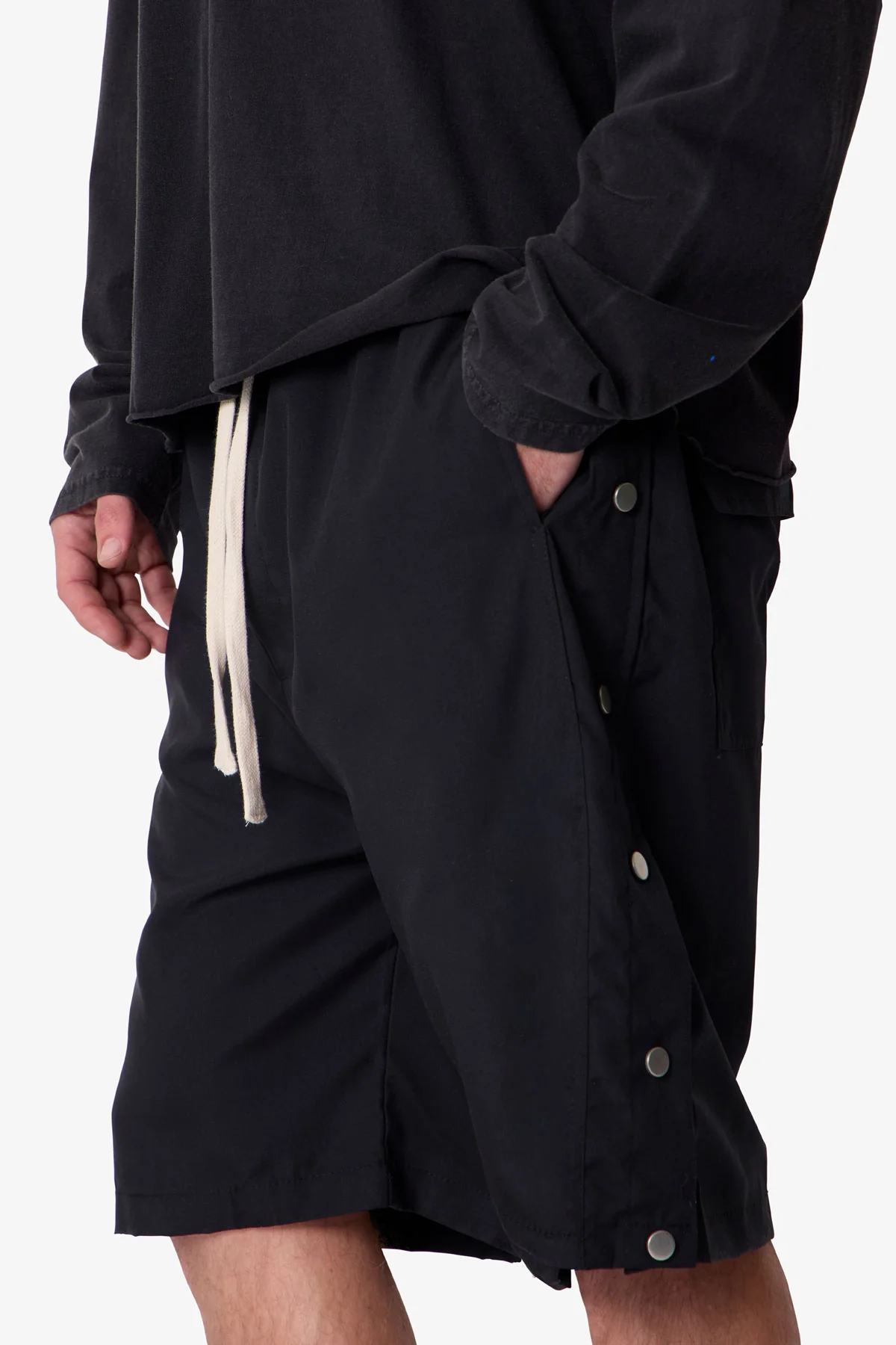 Side Snap Nylon Shorts - Black - Image 7