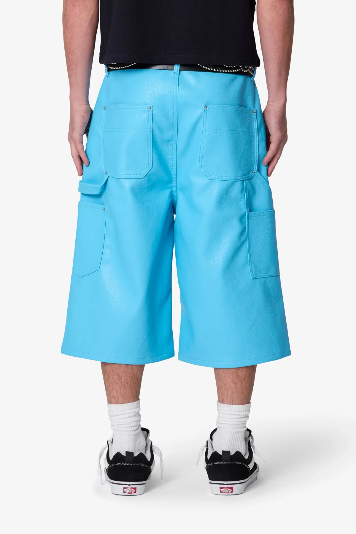 Ultra Baggy Leather Work Shorts - Blue - Image 5