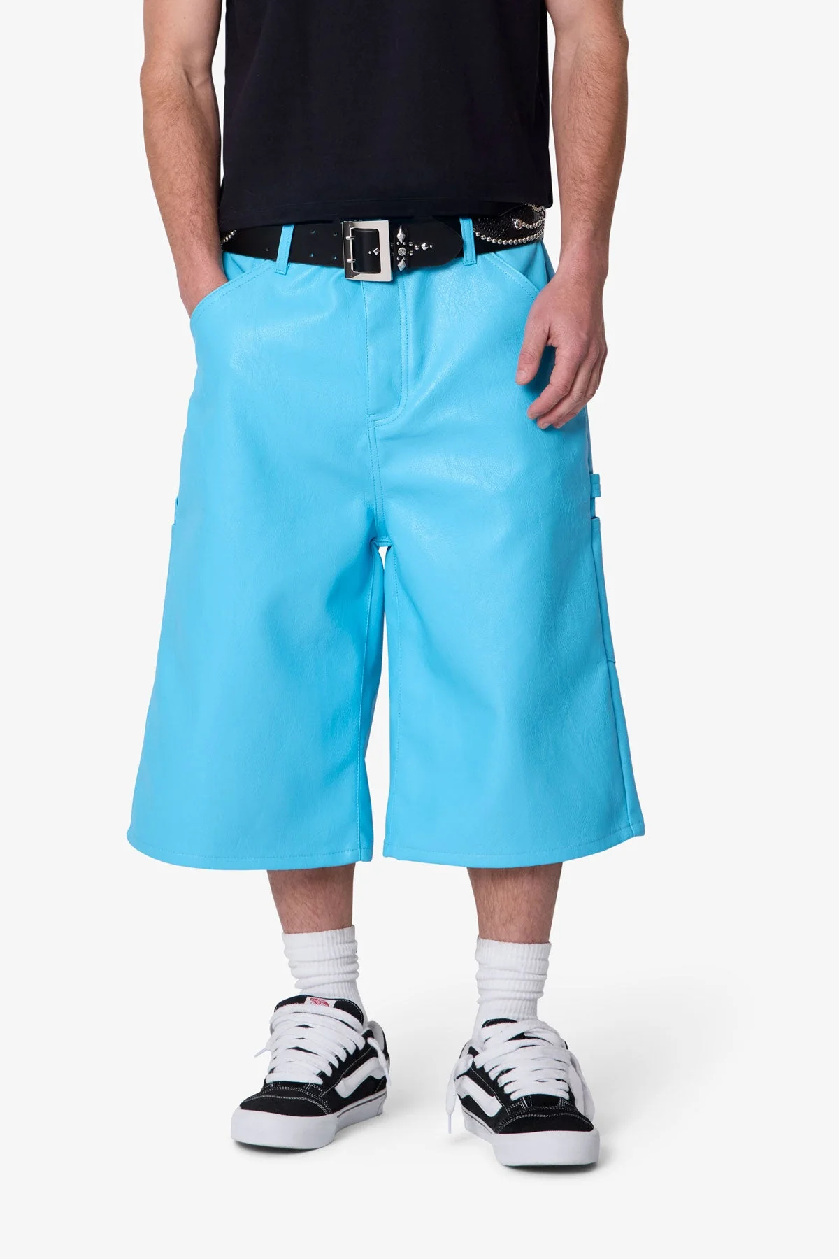 Ultra Baggy Leather Work Shorts - Blue - Image 6