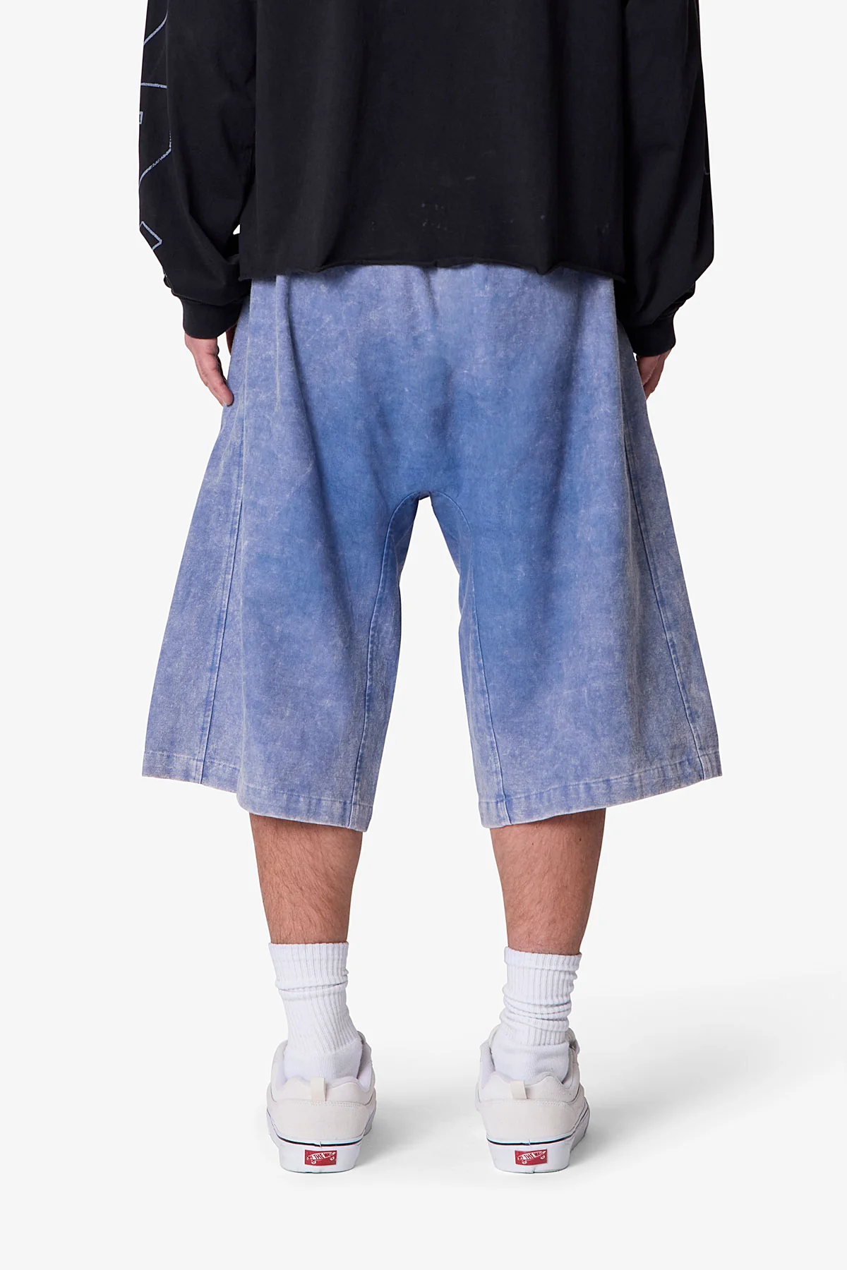 Ultra Baggy Stripe Twill Shorts - Washed Blue - Image 5