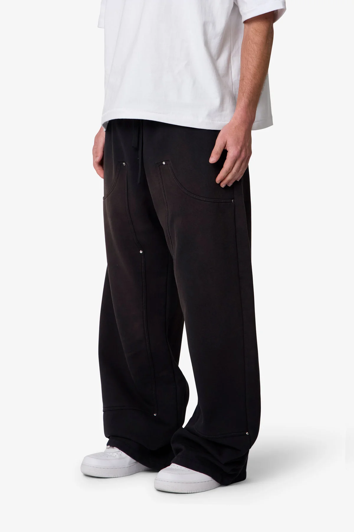 West Double Knee Sweatpants - Washed Black - Image 3