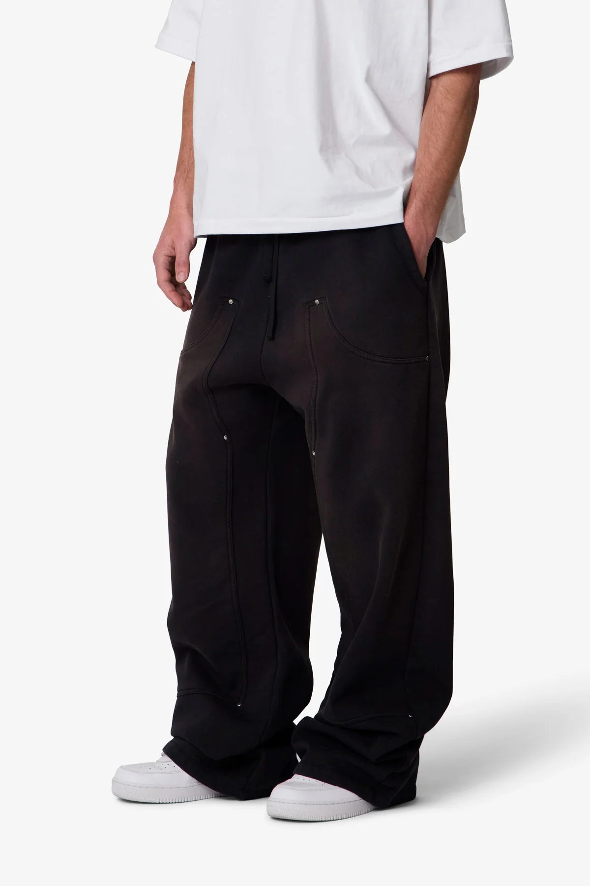 West Double Knee Sweatpants - Washed Black - Image 6