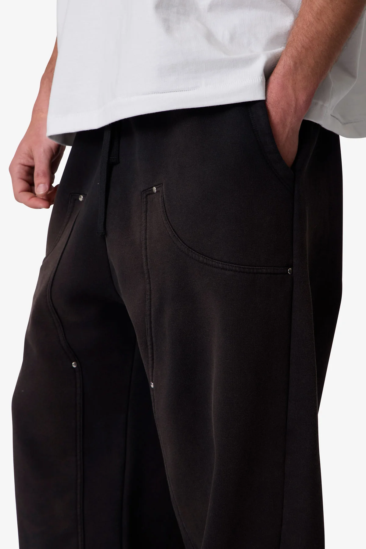 West Double Knee Sweatpants - Washed Black - Image 7