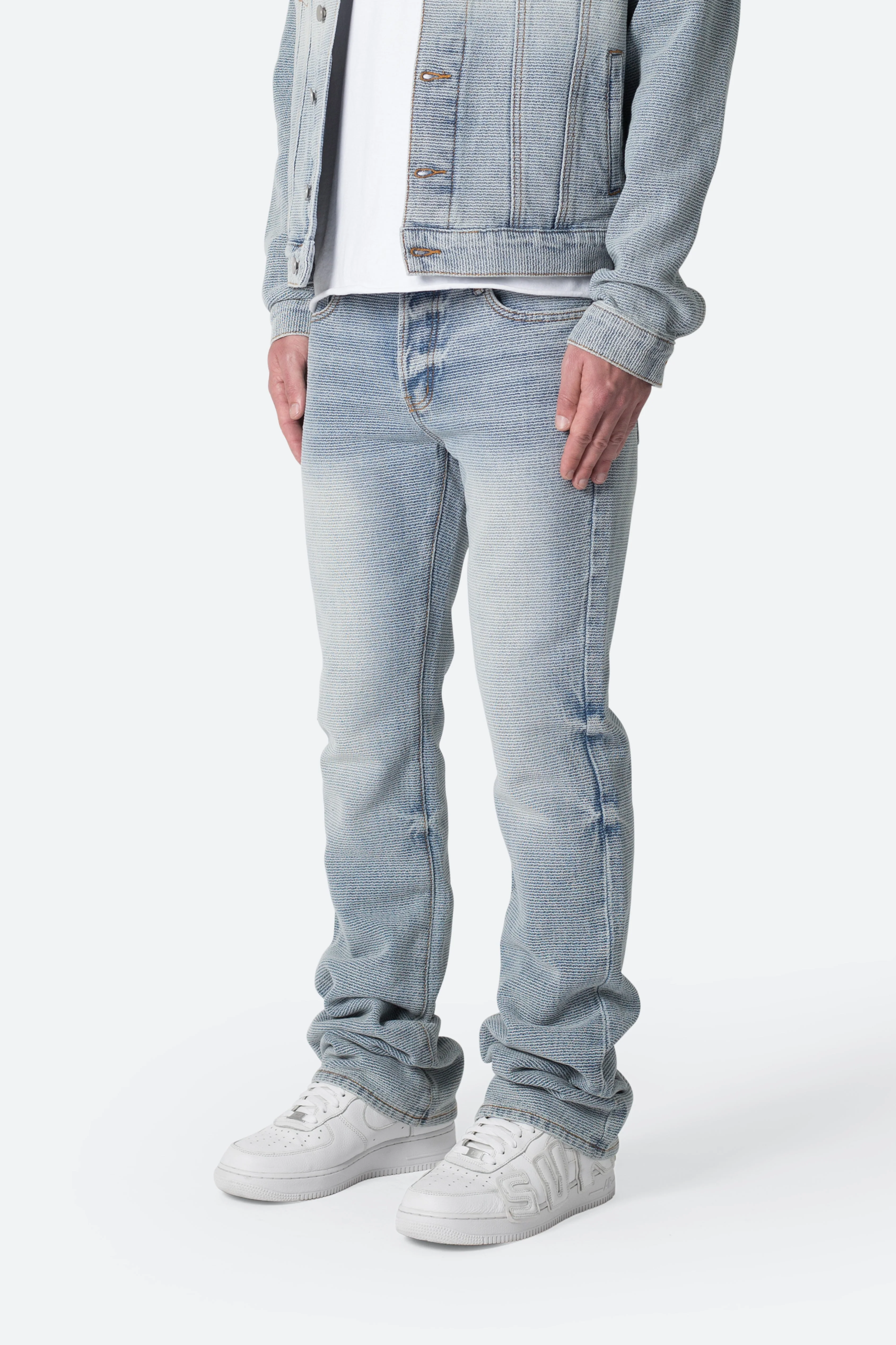 B575 Western Crosshatch Flare Denim - Blue - Image 3