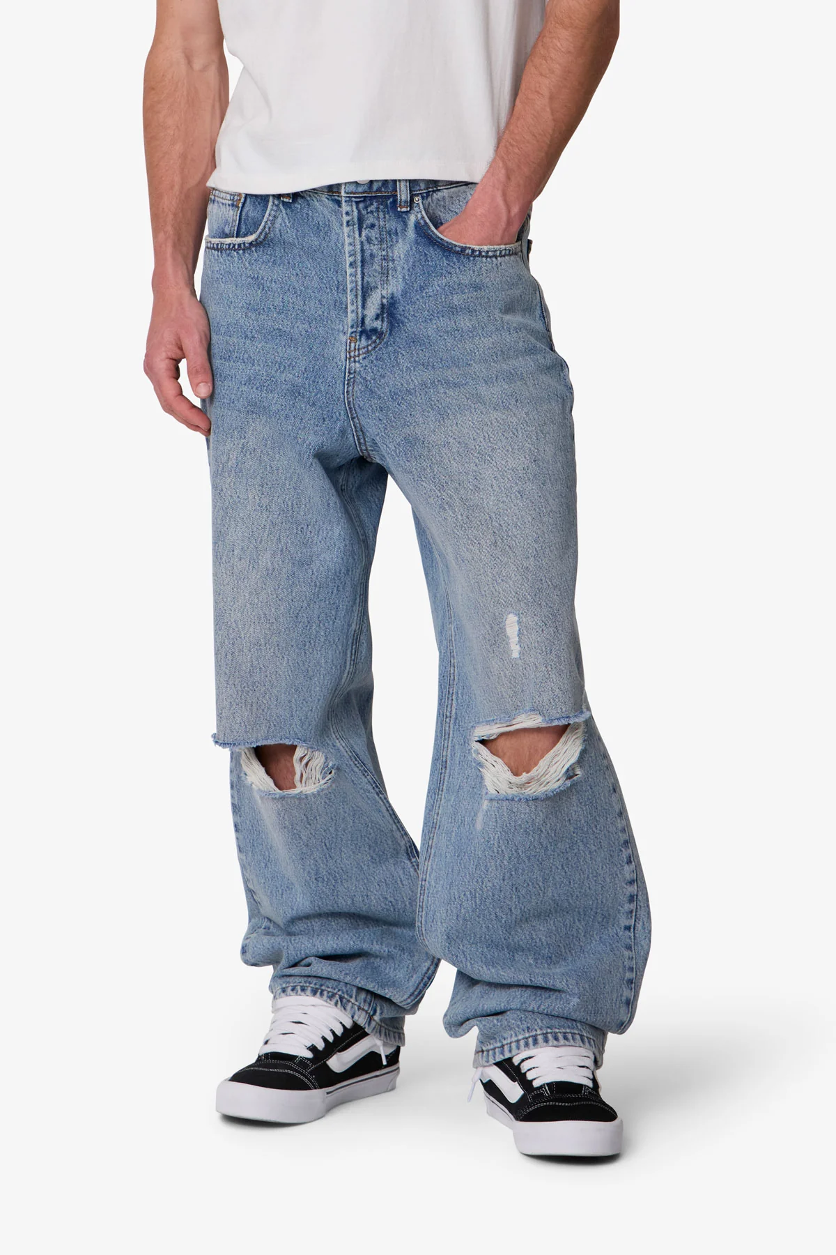 Ultra Baggy Blowout Denim - Washed Vintage Blue - Image 6