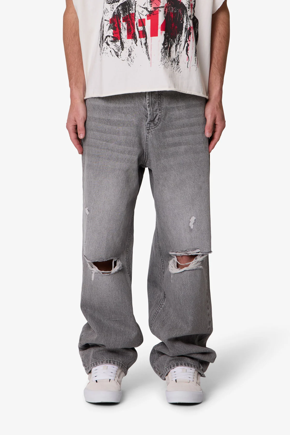 Ultra Baggy Blowout Denim - Washed Grey - Image 2