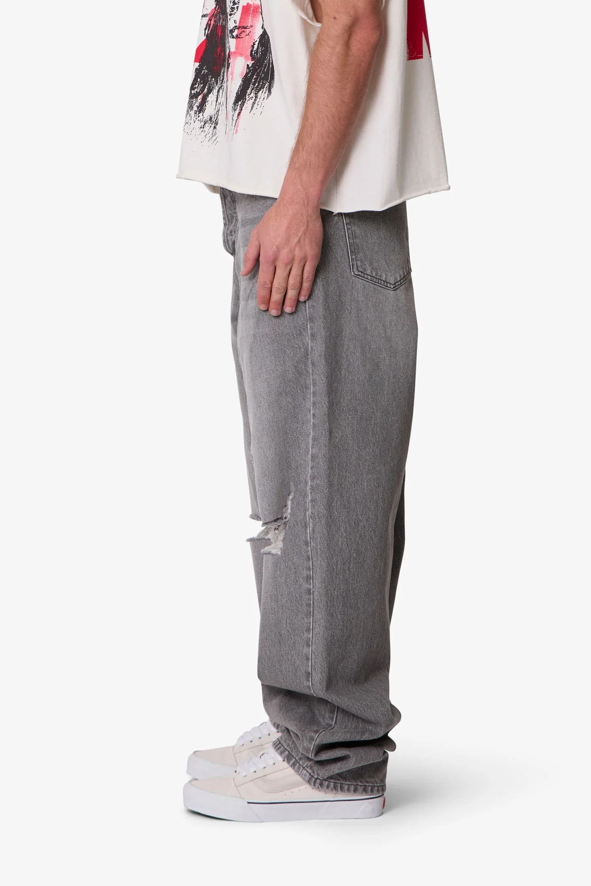 Ultra Baggy Blowout Denim - Washed Grey - Image 4