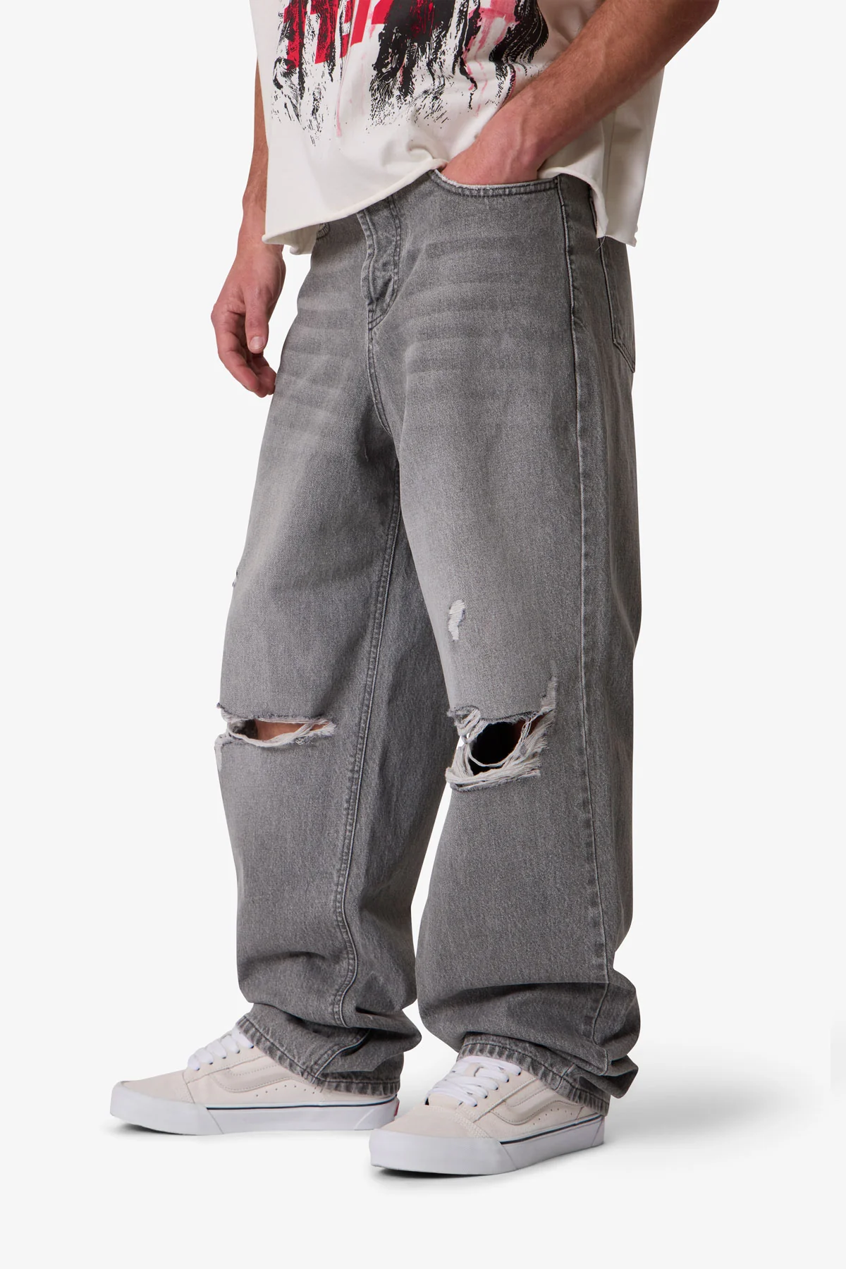 Ultra Baggy Blowout Denim - Washed Grey - Image 6