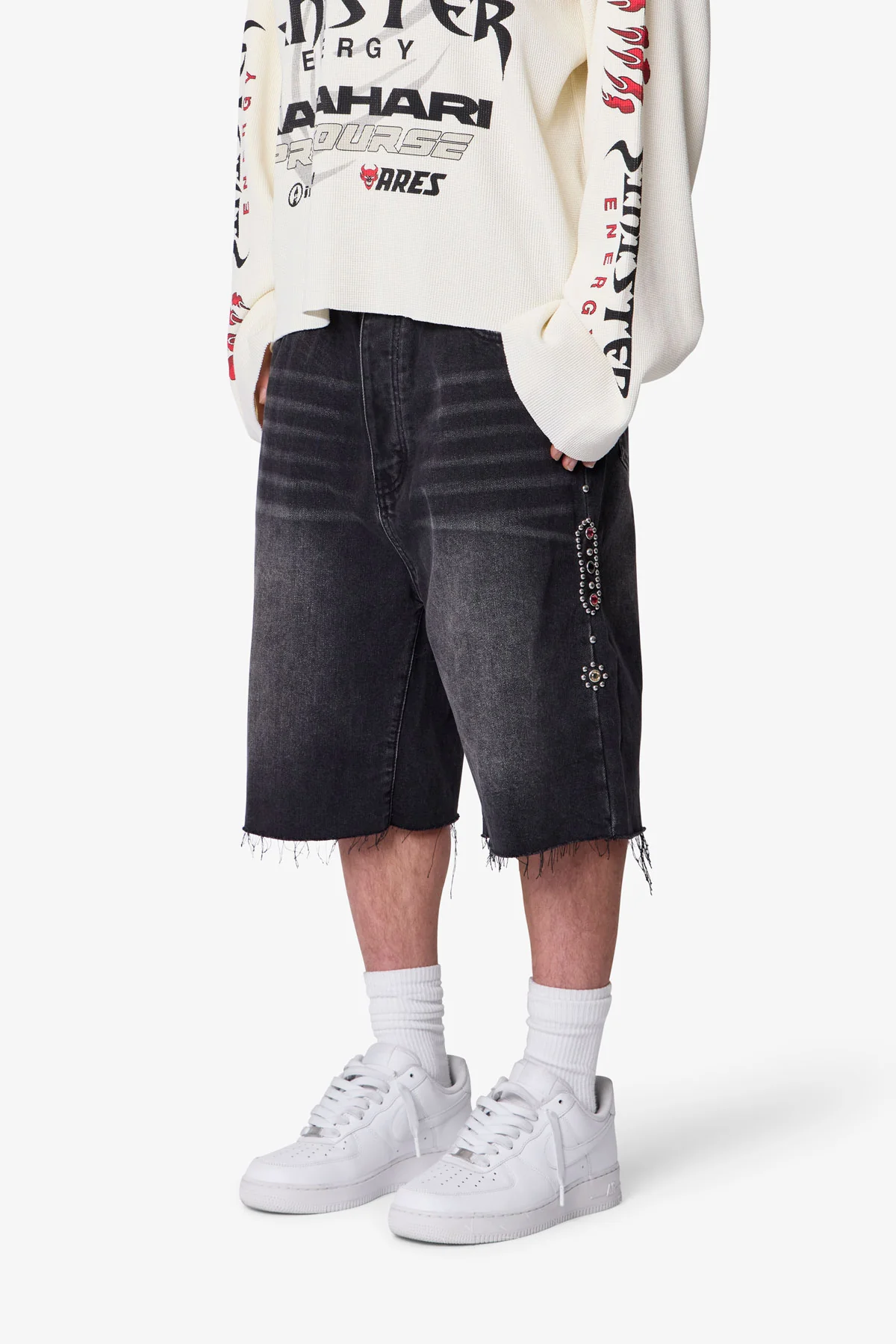 Baggy Mojave Denim Shorts - Black - Image 3