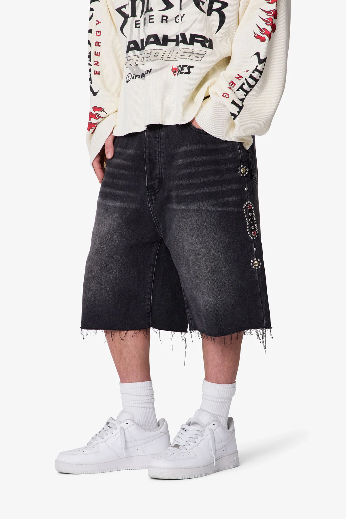 Baggy Mojave Denim Shorts - Black - Image 6
