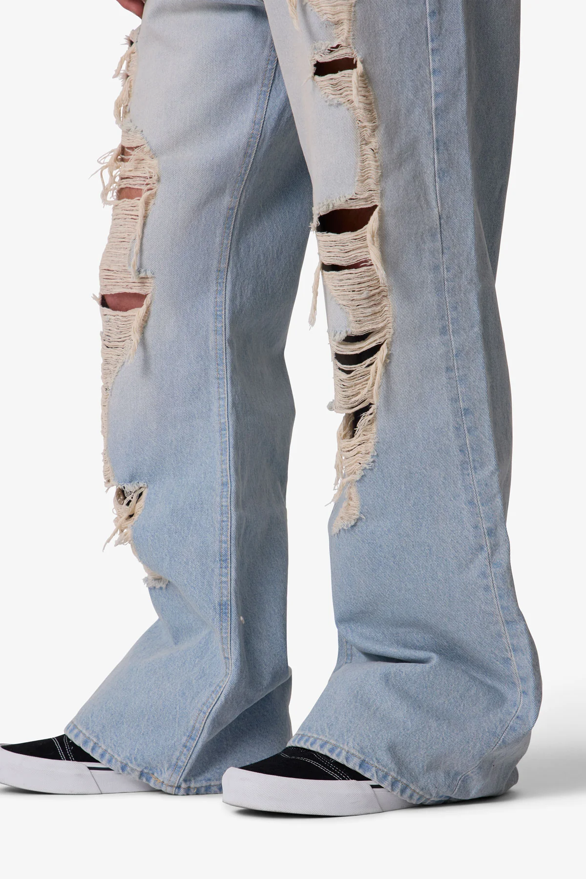 Distressed Kick Flare Denim - Blue - Image 8