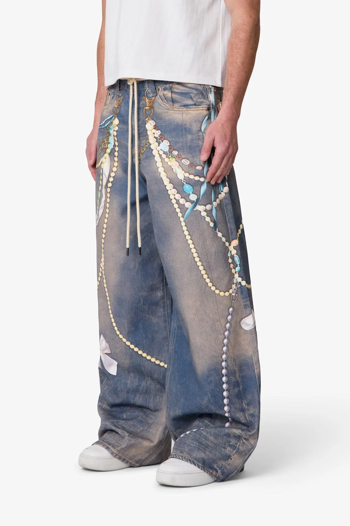 Rave Chain Printed Denim - Washed Blue - Image 3