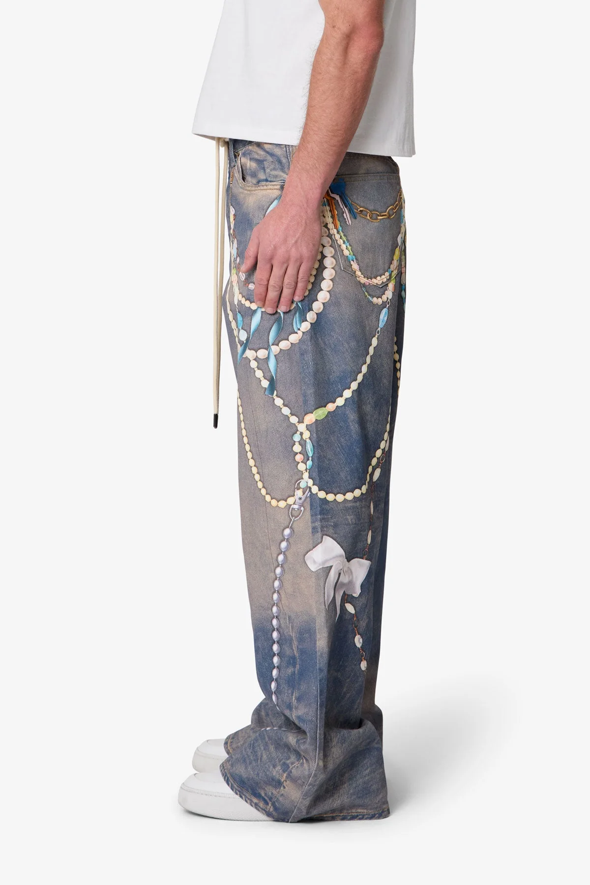 Rave Chain Printed Denim - Washed Blue - Image 4