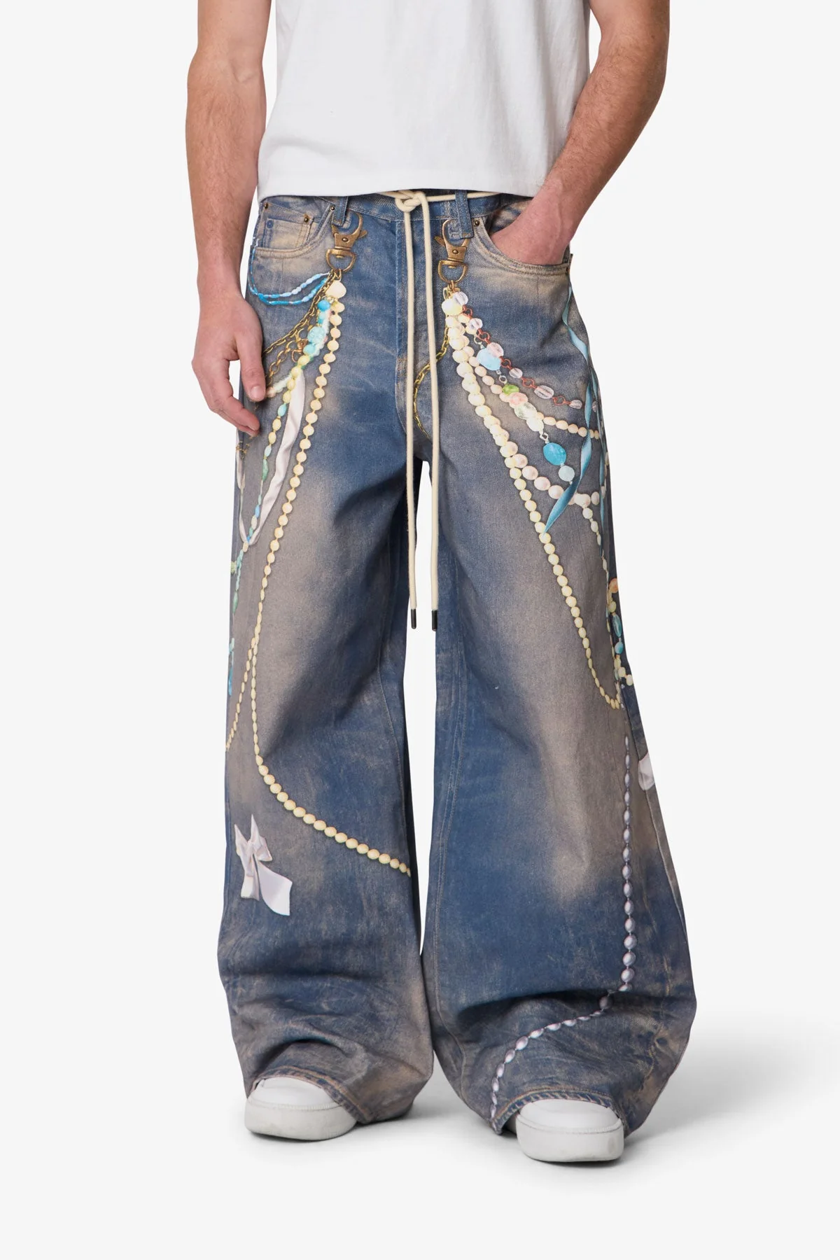 Rave Chain Printed Denim - Washed Blue - Image 6