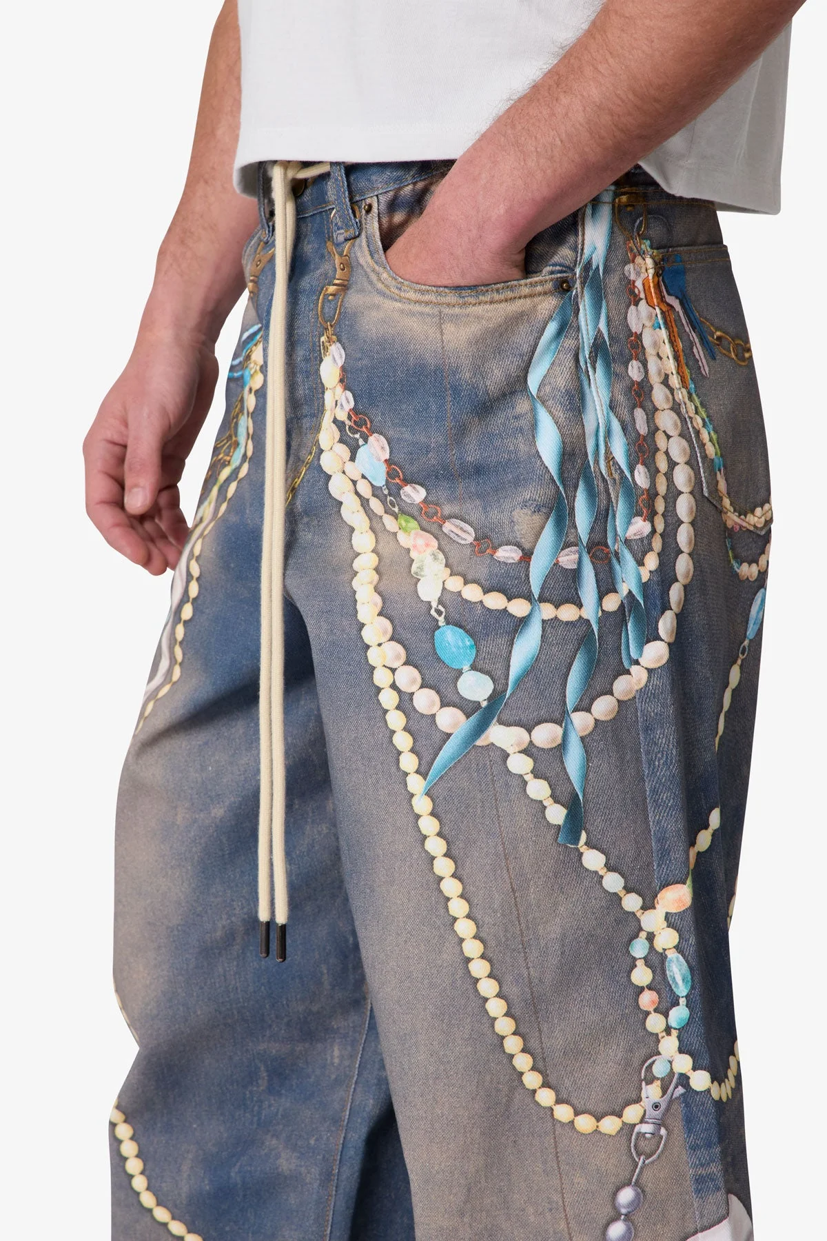 Rave Chain Printed Denim - Washed Blue - Image 7
