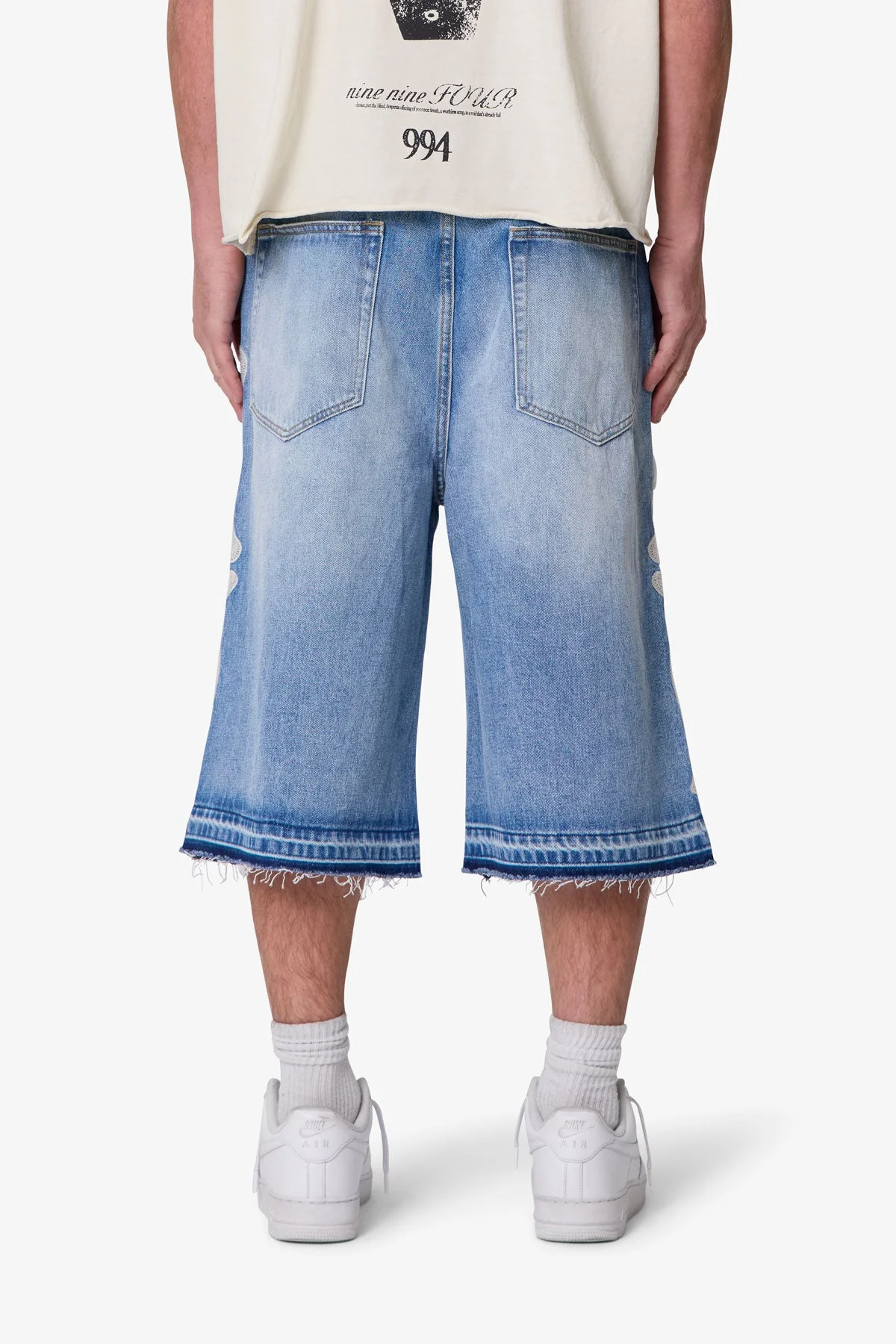 Ultra Baggy Bone Denim Shorts - Blue - Image 5