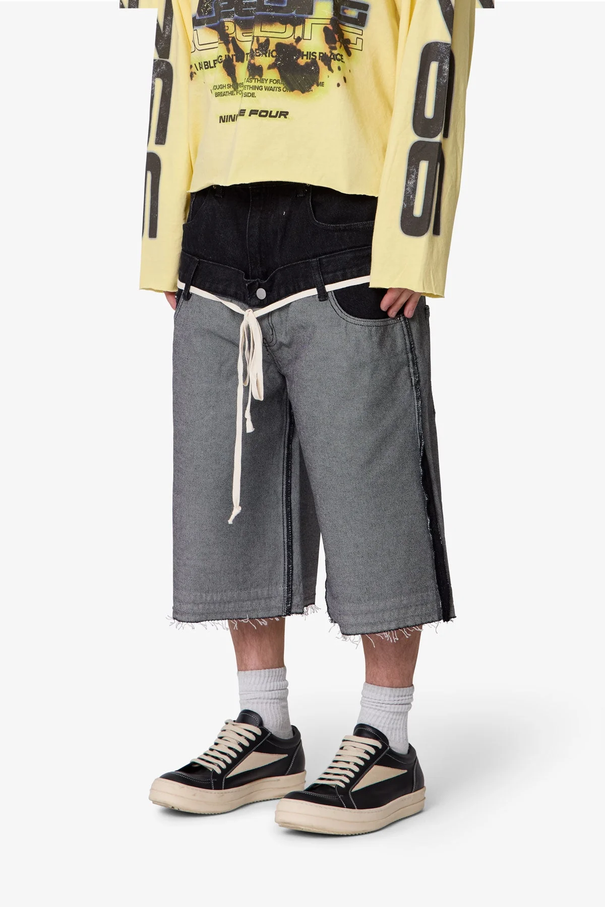Ultra Baggy Inside Out Denim Shorts - Black - Image 3