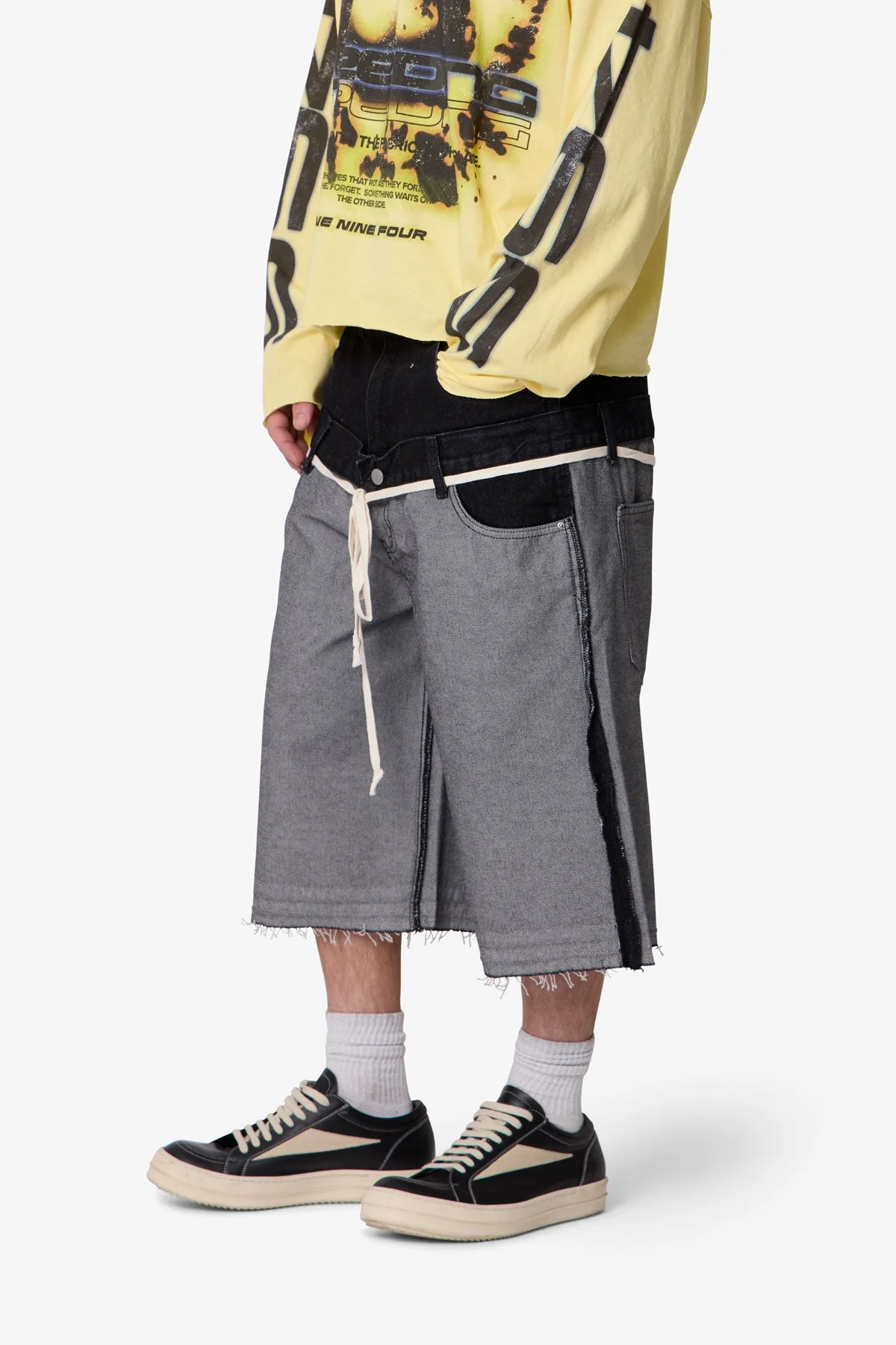 Ultra Baggy Inside Out Denim Shorts - Black - Image 5
