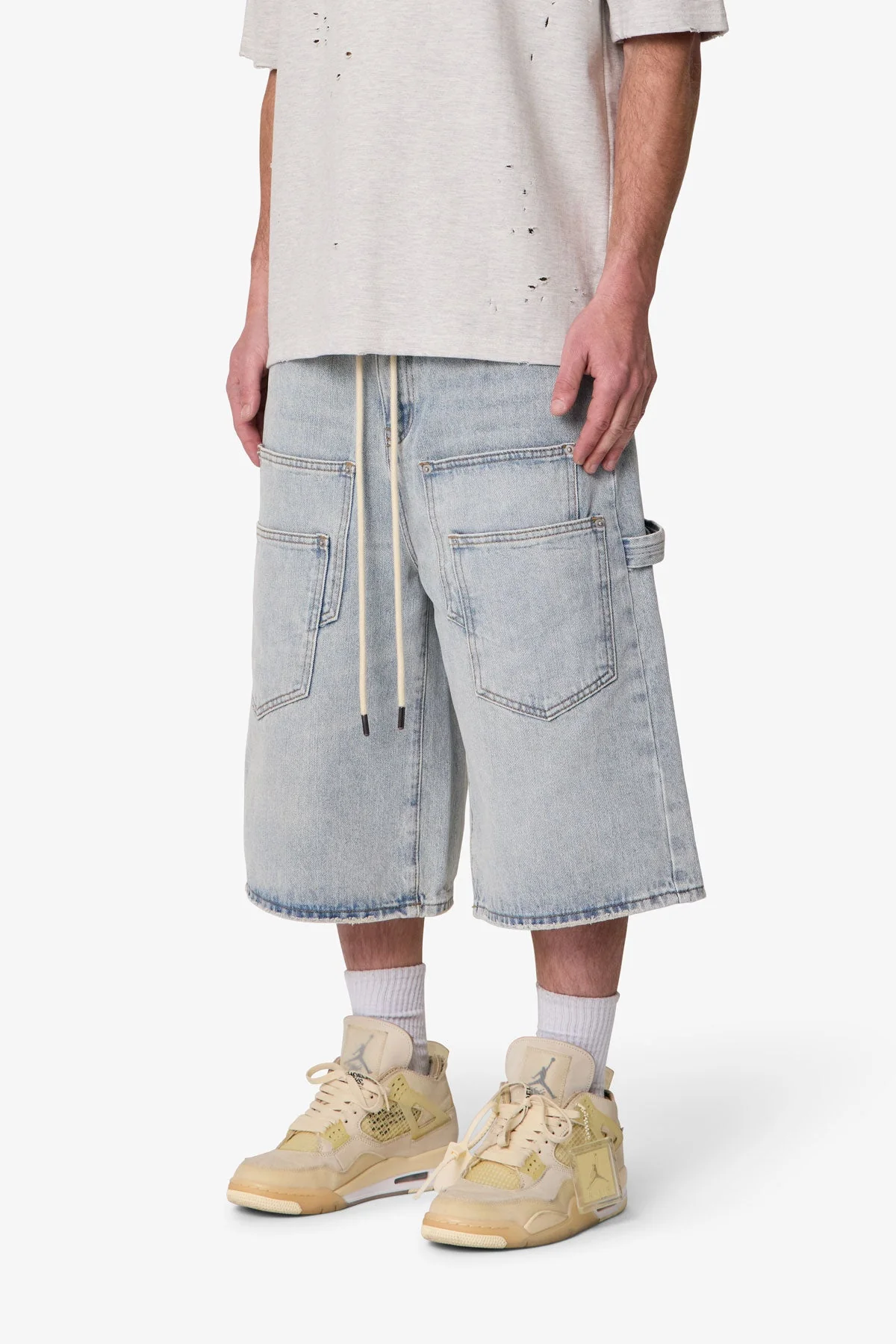 Ultra Baggy Multi Pocket Denim Shorts - Blue - Image 3