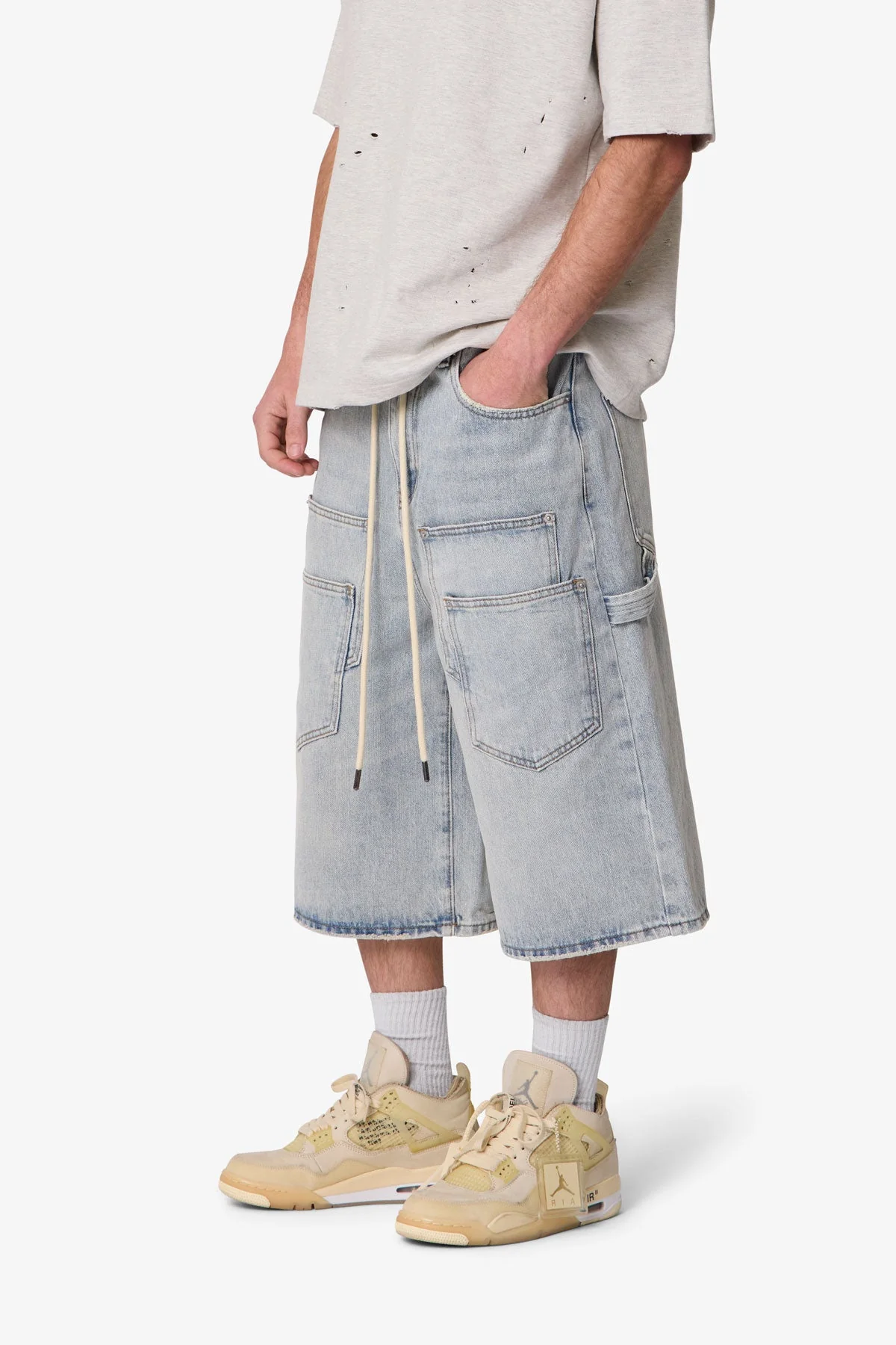 Ultra Baggy Multi Pocket Denim Shorts - Blue - Image 6