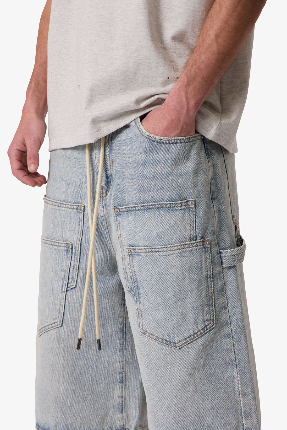 Ultra Baggy Multi Pocket Denim Shorts - Blue - Image 7