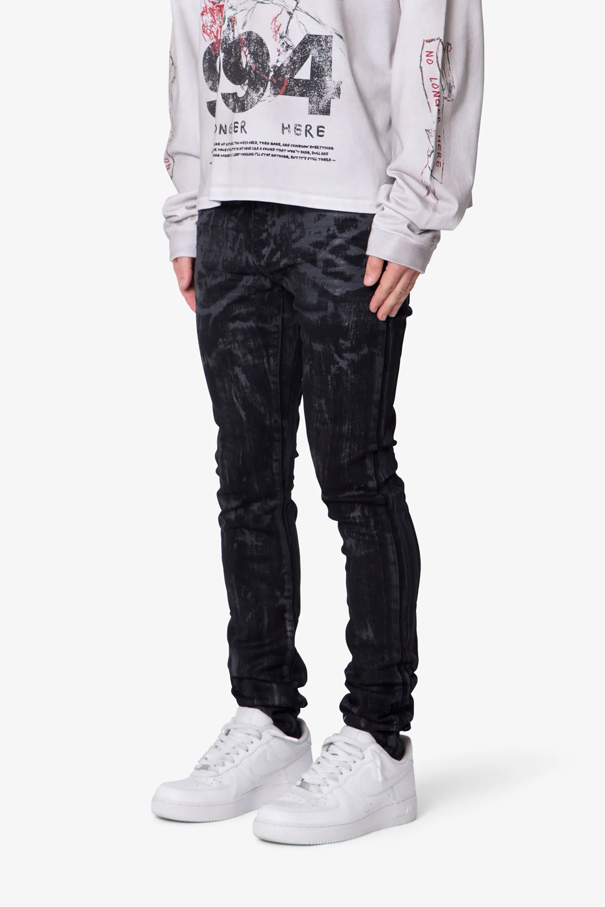 Waxed Skinny Denim - Black - Image 3