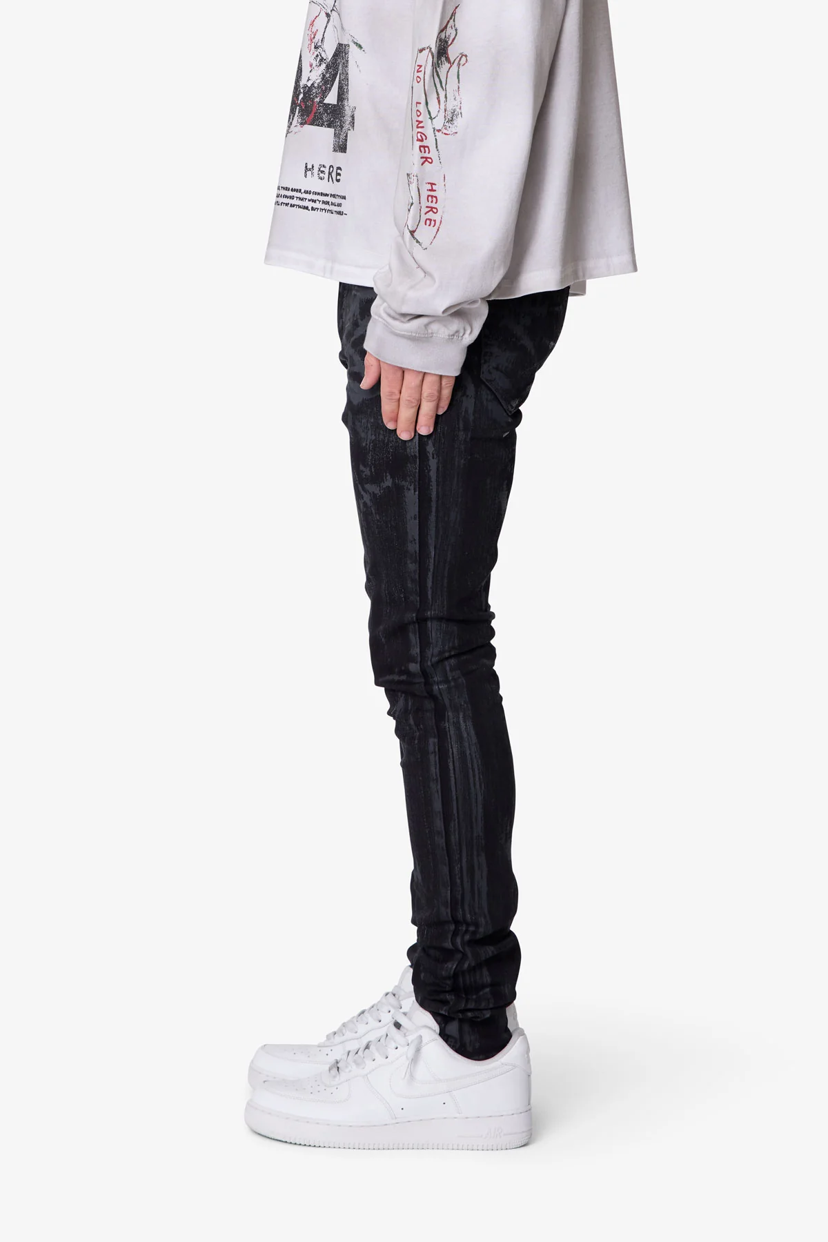 Waxed Skinny Denim - Black - Image 4