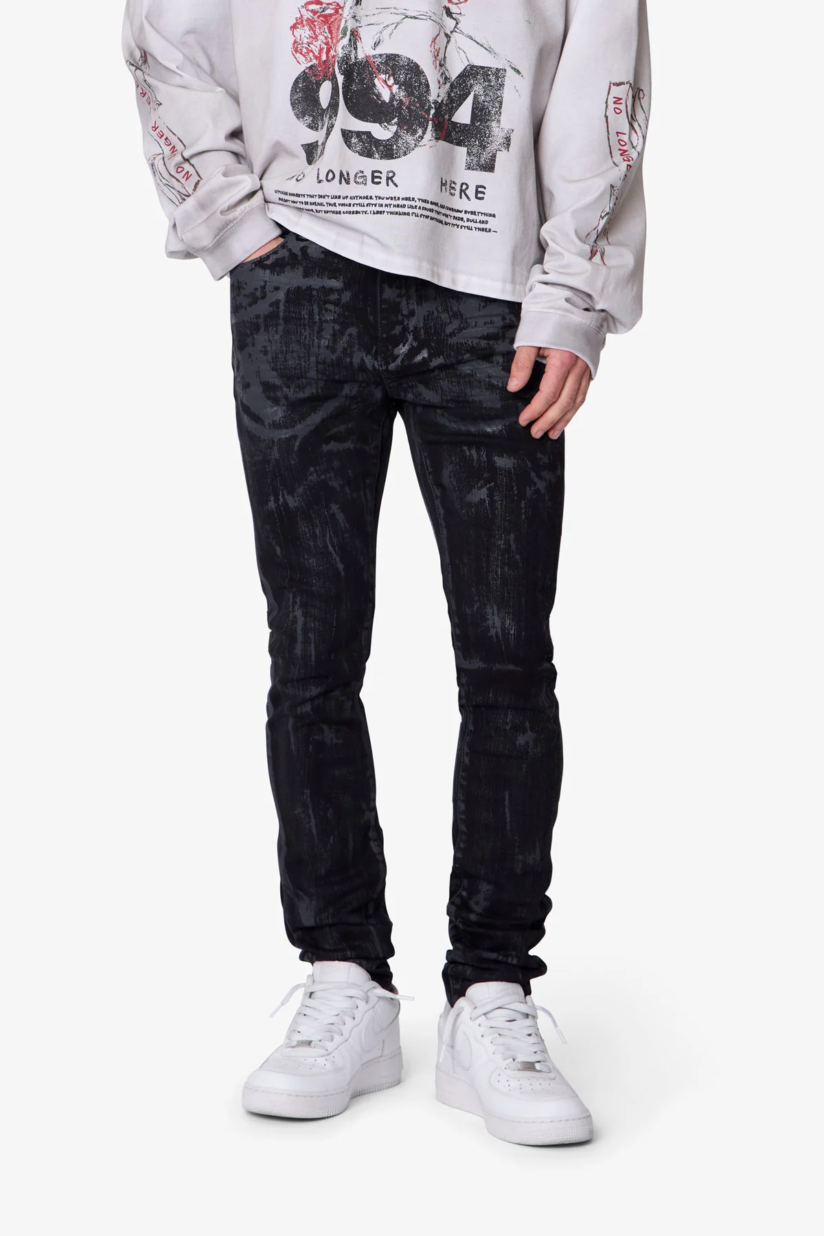 Waxed Skinny Denim - Black - Image 6