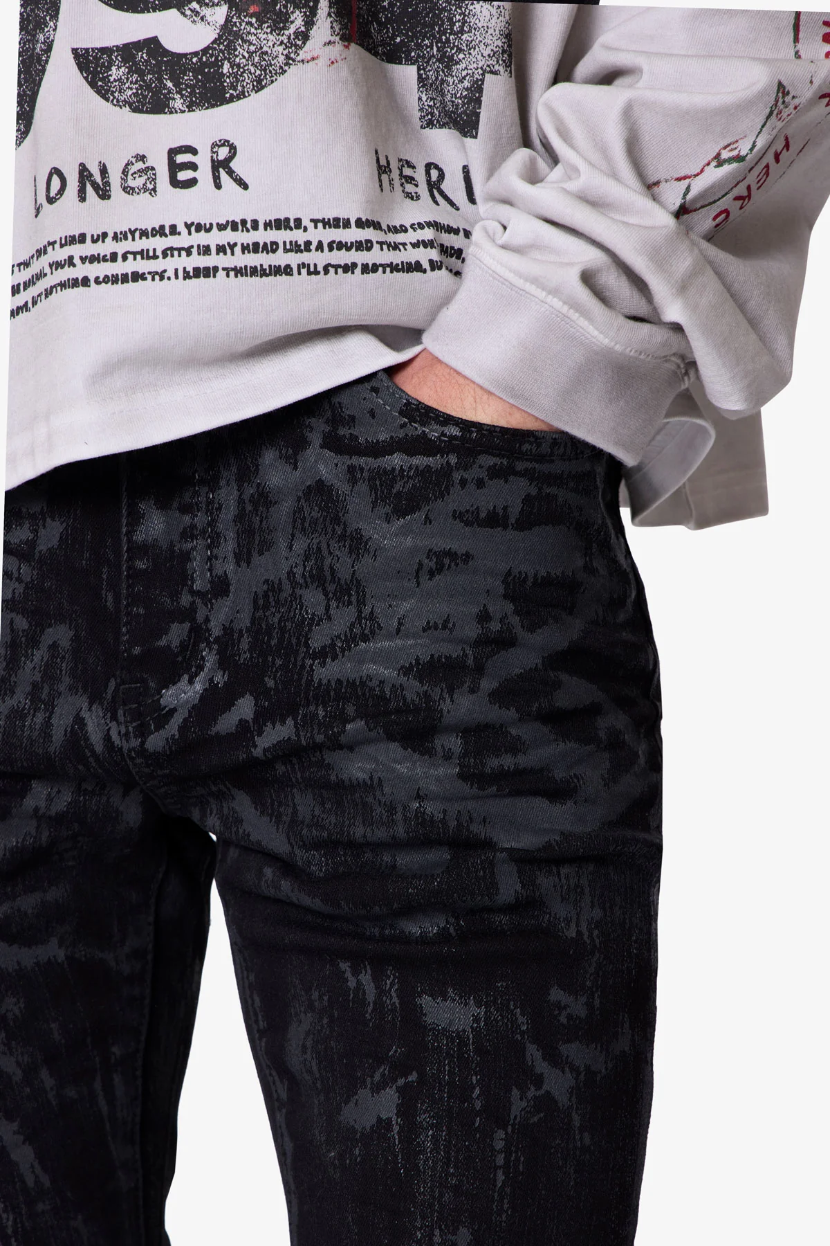 Waxed Skinny Denim - Black - Image 8