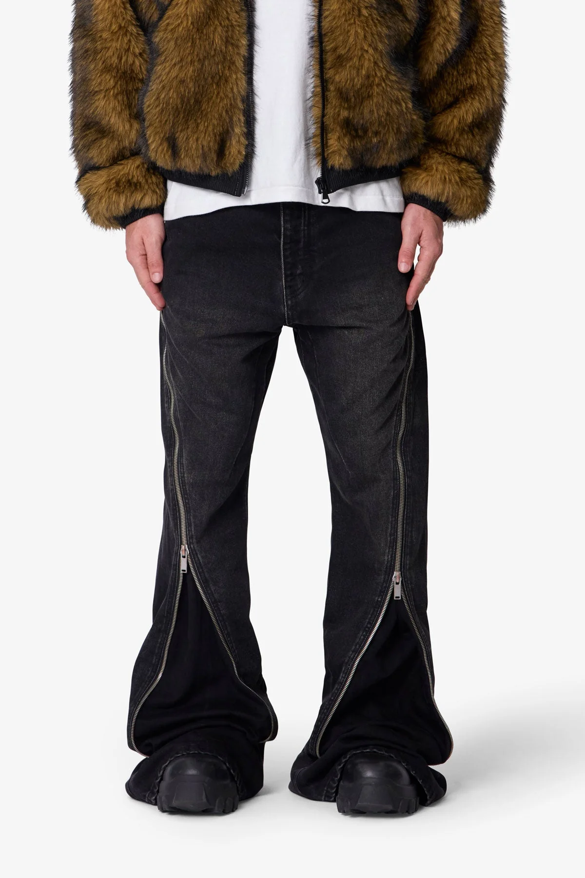 Zipper Extra Flare Denim - Vintage Black - Image 2