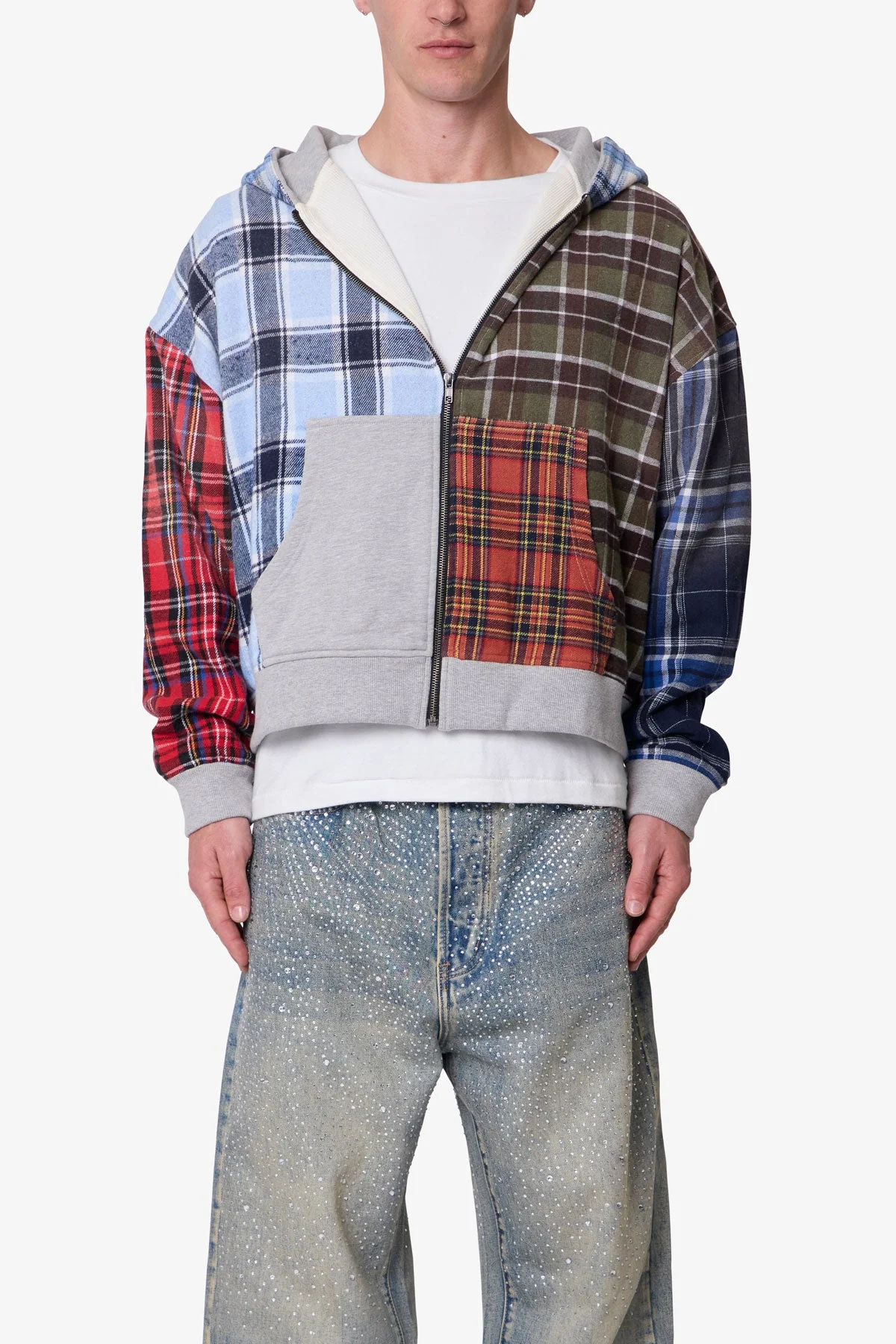 Blocked Flannel Hoodie - Multi - Image 2