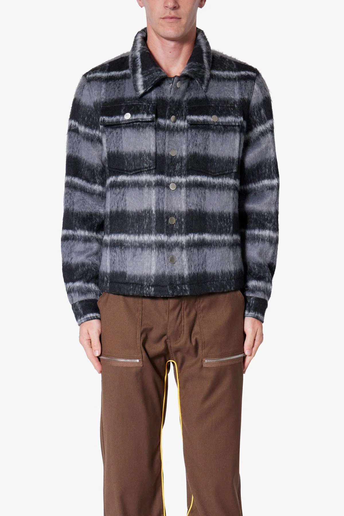 Brushed Flannel Jacket - Black/Grey - Image 2