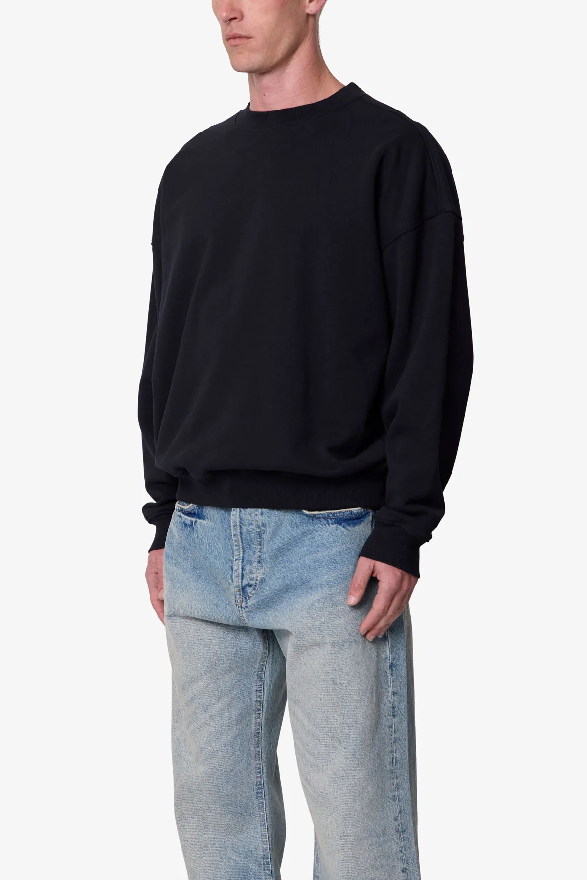 Heavy Basic Crewneck Sweater - Black - Image 3