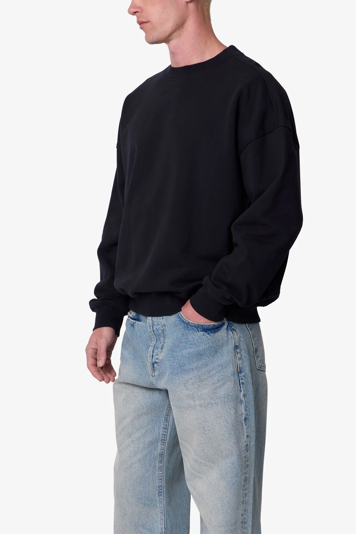 Heavy Basic Crewneck Sweater - Black - Image 6