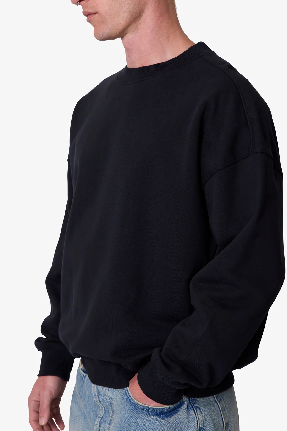 Heavy Basic Crewneck Sweater - Black - Image 7