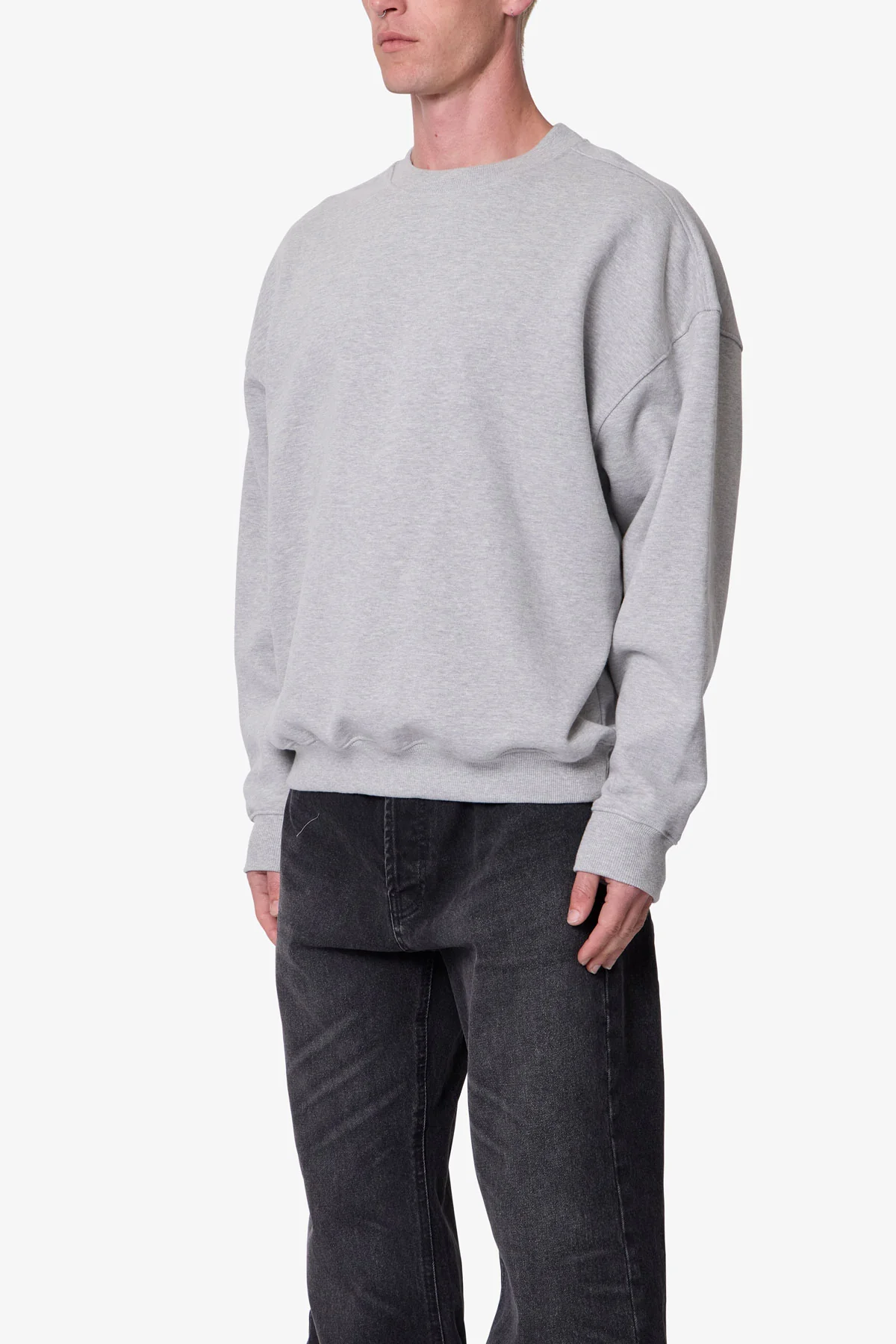 Heavy Basic Crewneck Sweater - Heather Grey - Image 3
