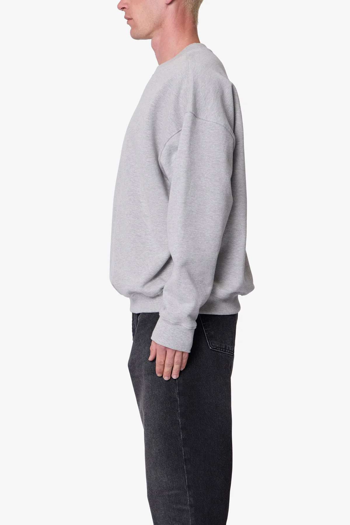 Heavy Basic Crewneck Sweater - Heather Grey - Image 4