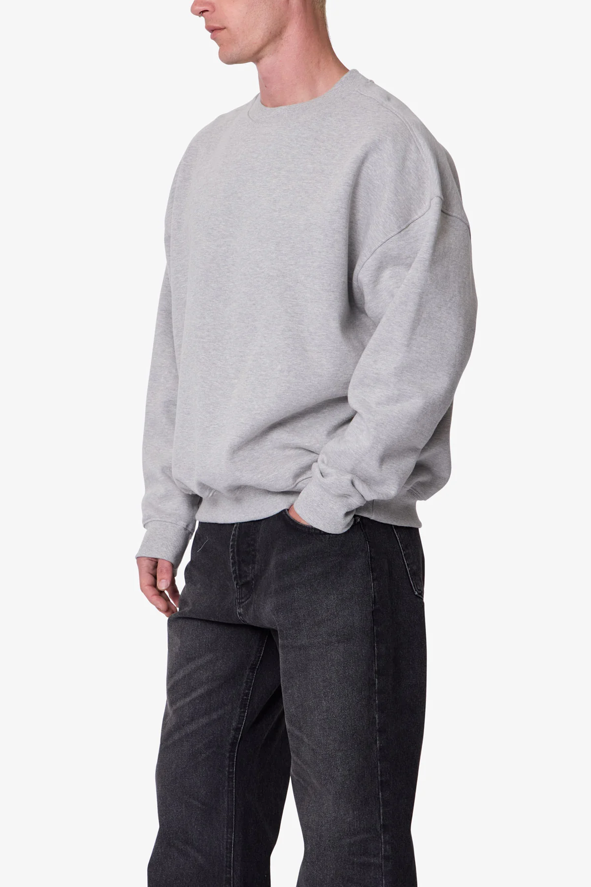 Heavy Basic Crewneck Sweater - Heather Grey - Image 6