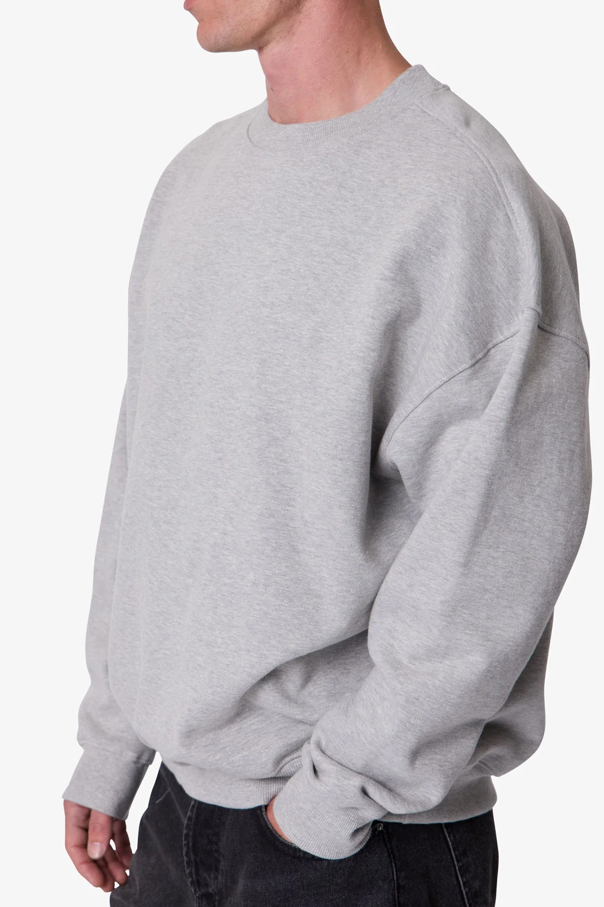 Heavy Basic Crewneck Sweater - Heather Grey - Image 7
